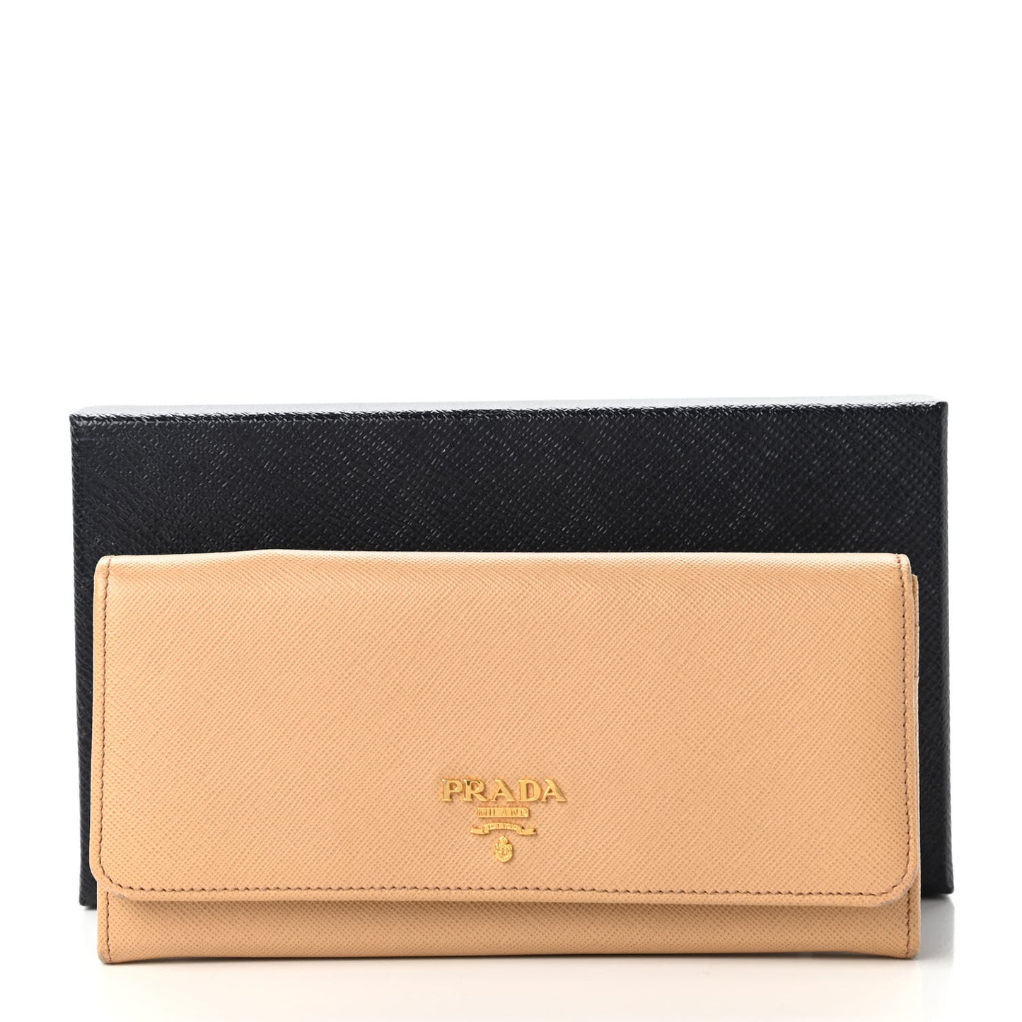 Saffiano Metal Continental Flap Wallet Noisette