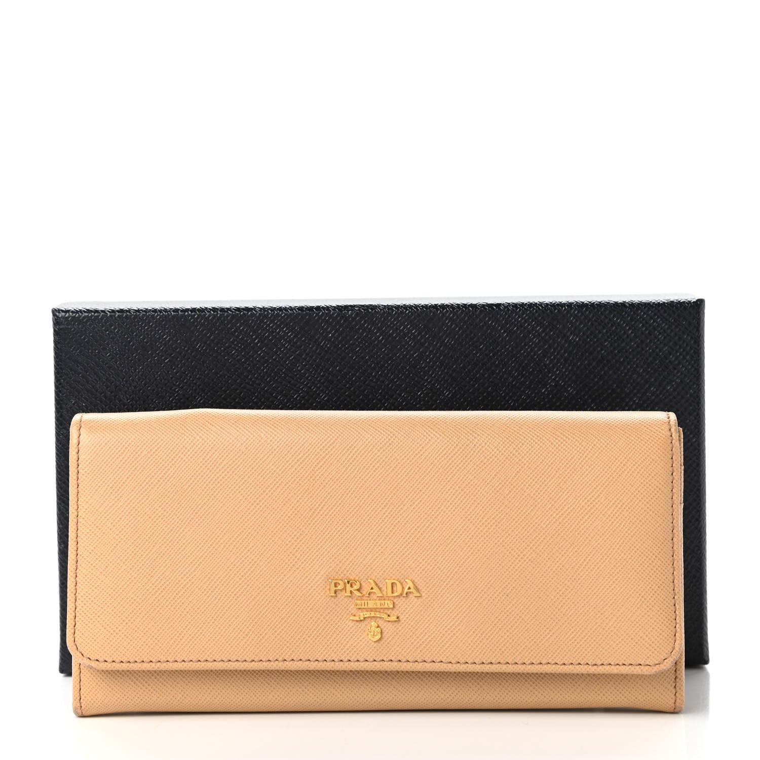 Prada Saffiano Metal Continental Flap Wallet Noisette 10 of 10