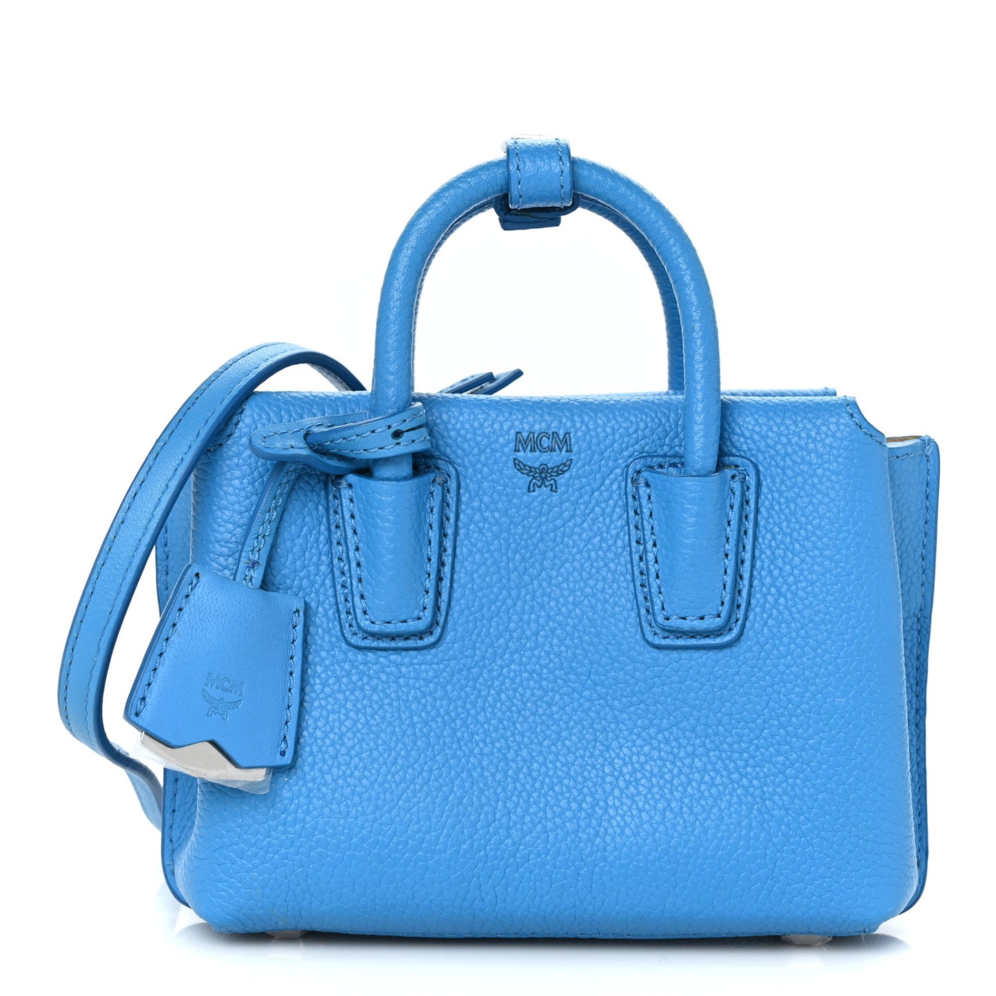 Grained Calfskin X-Mini Milla Tote Tile Blue