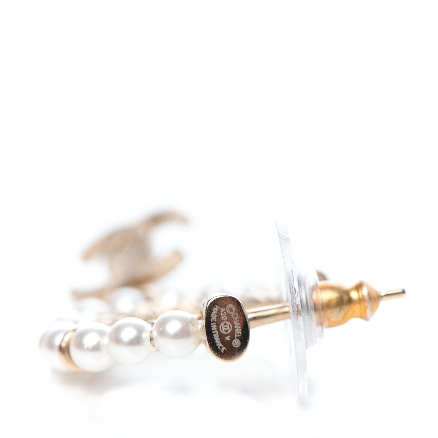 Pearl Charms CC Hoop Earrings Gold