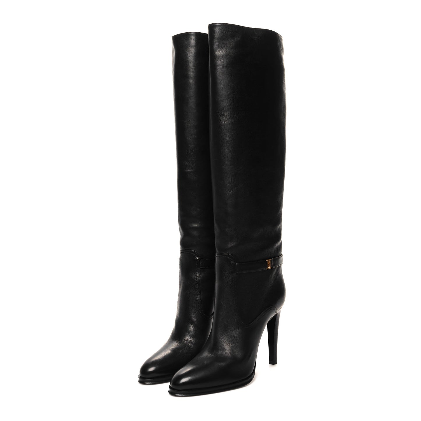 Smooth Calfskin Linda 100 Knee High Boots 40 Black