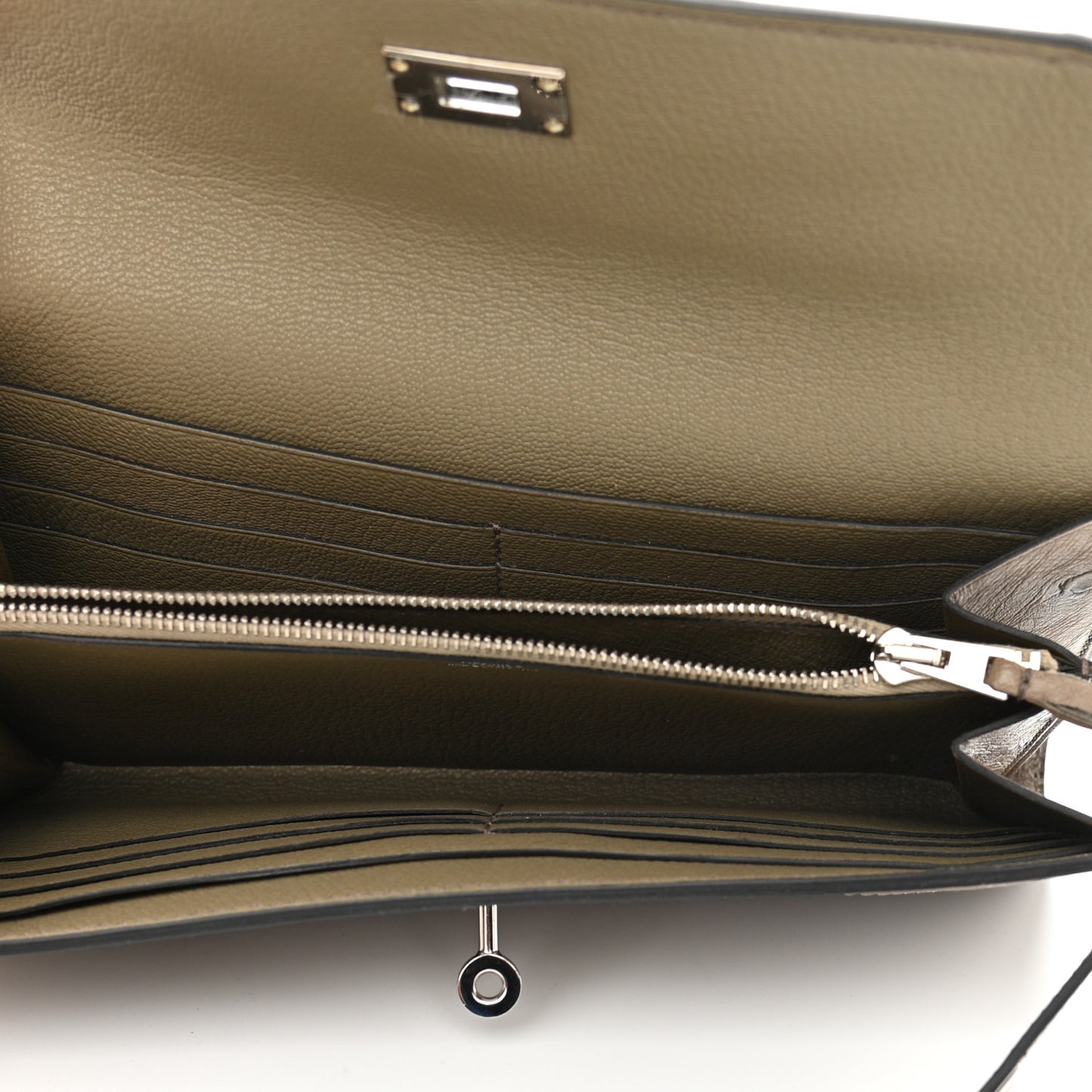 Ostrich Ghillies Kelly Longue Wallet Mousse