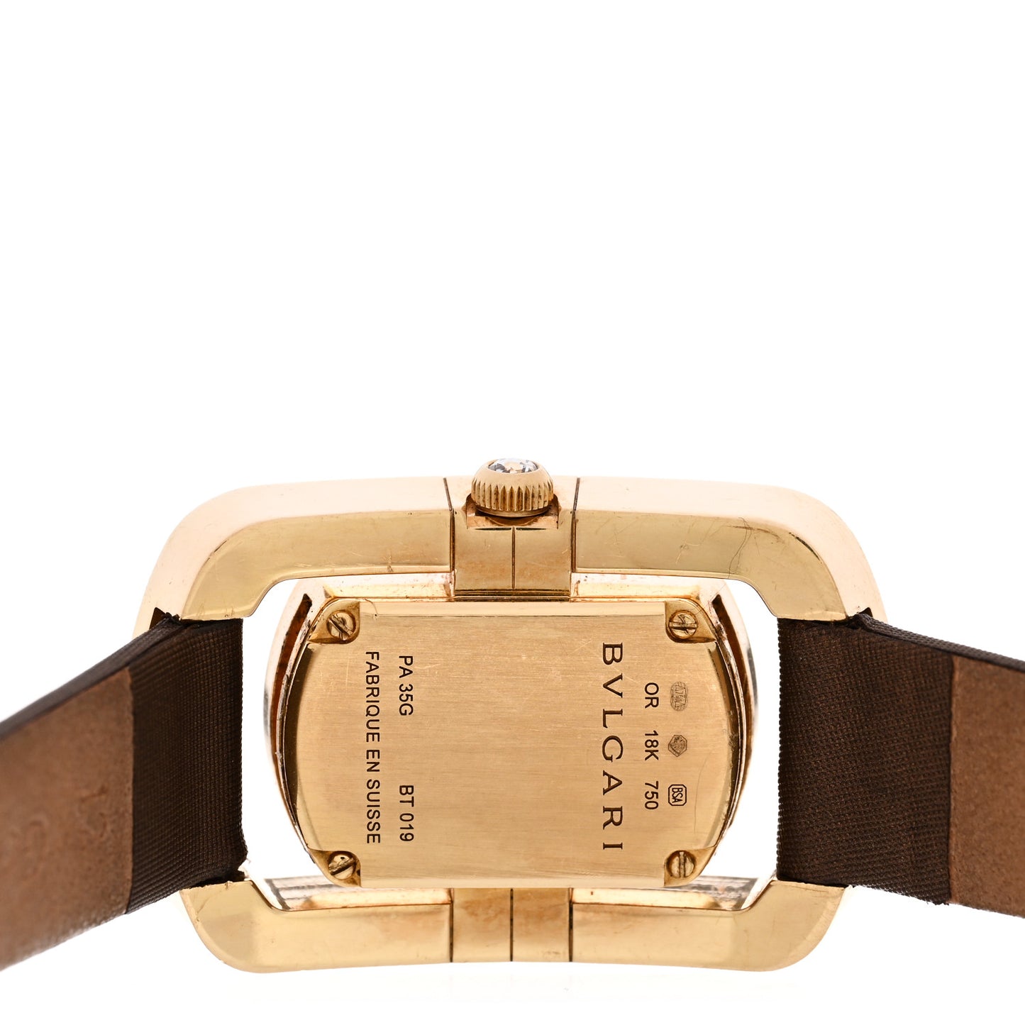 18K Yellow Gold Satin Diamond Bezel 22mm Parentesi Quartz Watch
