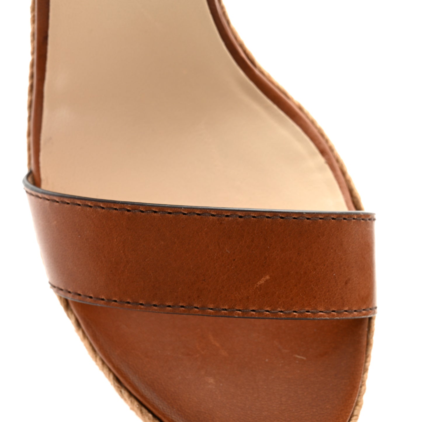 Calfskin Espadrille Delphi 100 Wedge Sandals 39.5 Cuoio