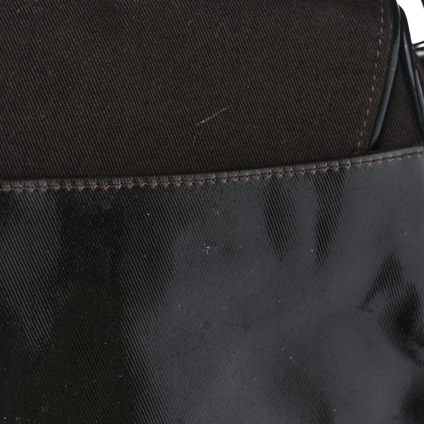 Canvas Patent Double Saddle Bag Brown Black