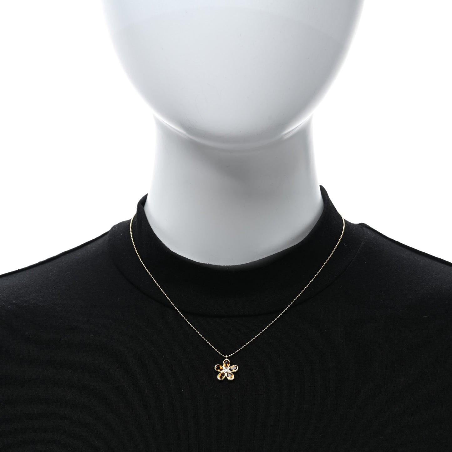 18K Yellow Gold Citrine Diamond Sparklers Flower Pendant Necklace