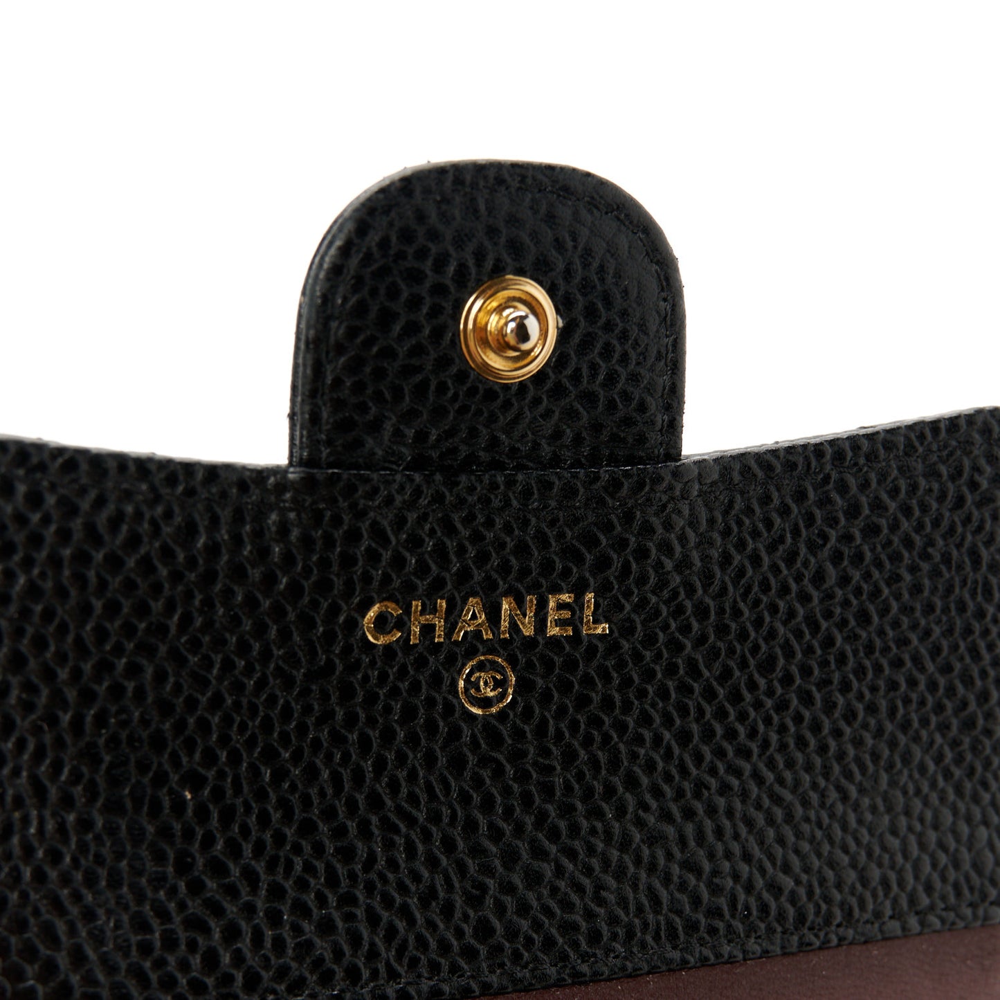 Caviar Quilted Compact Flap Wallet Black