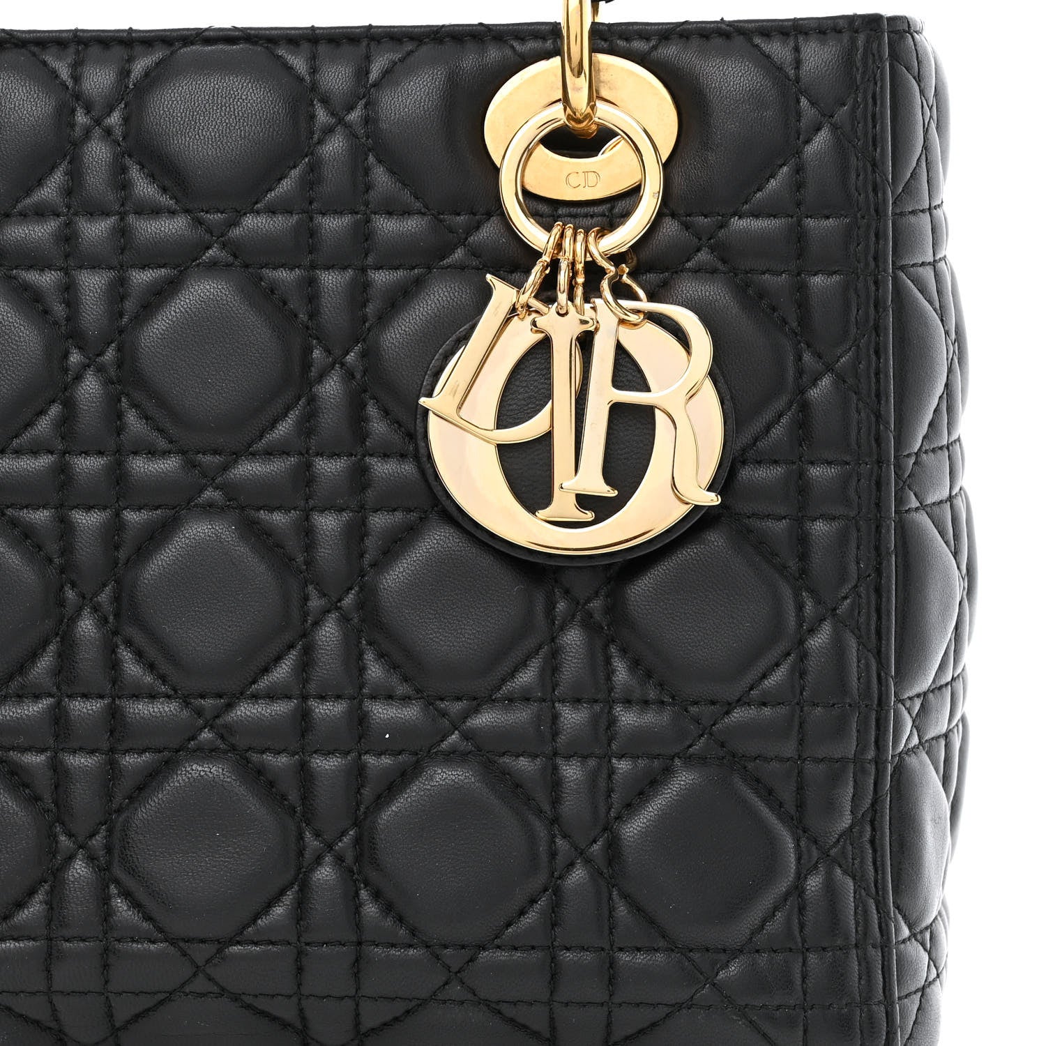 Christian Dior Lambskin Cannage Medium Lady Dior Black 8 of 10