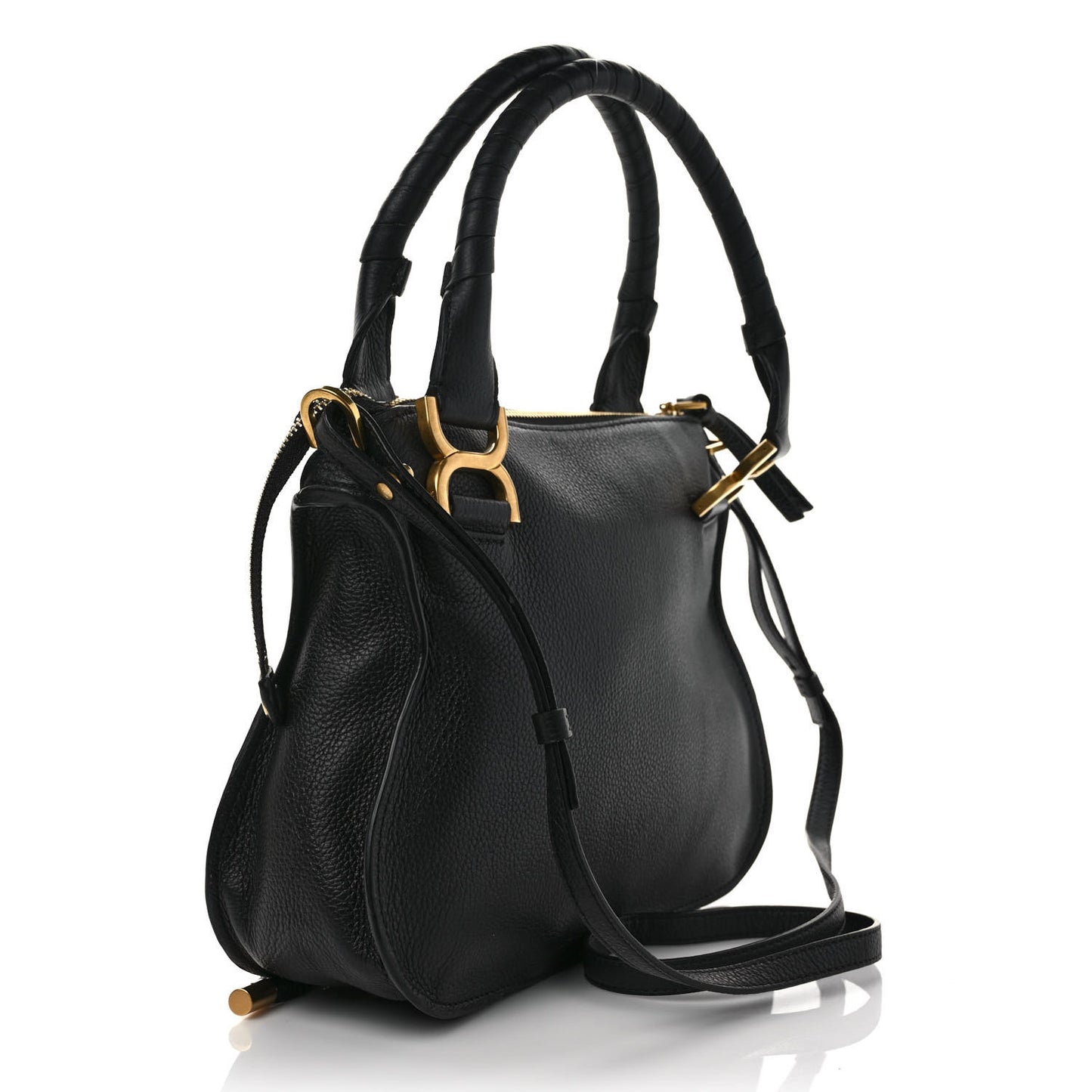 Calfskin Small Marcie Satchel Black