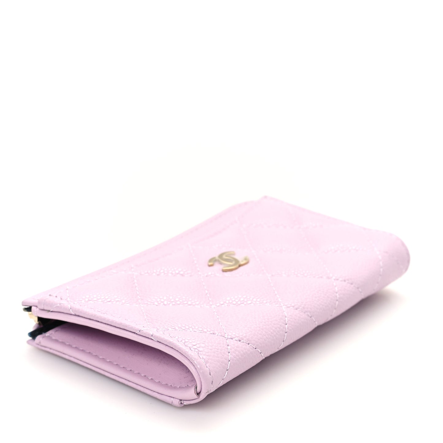 Caviar Quilted CC Zip Around Card Holder Light Purple