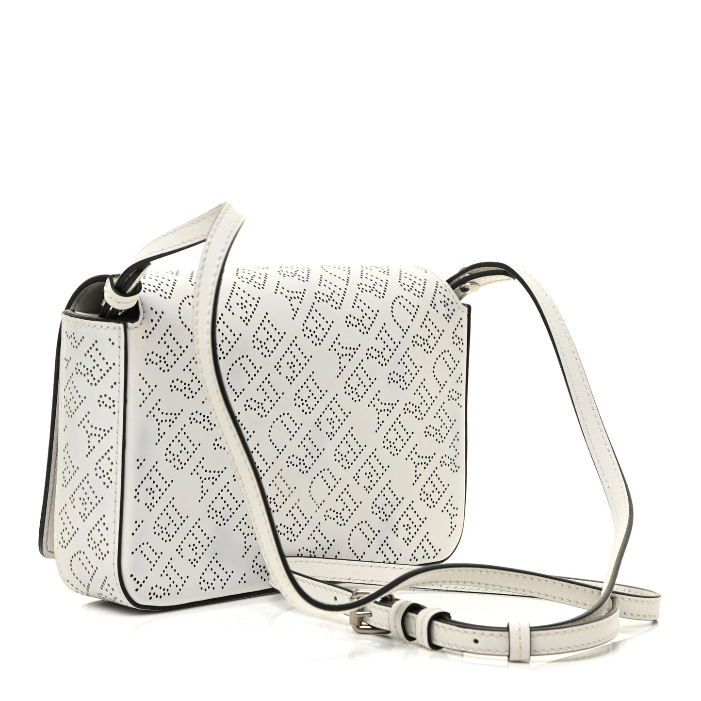 Calfskin Perforated Hampshire Crossbody Chalk White