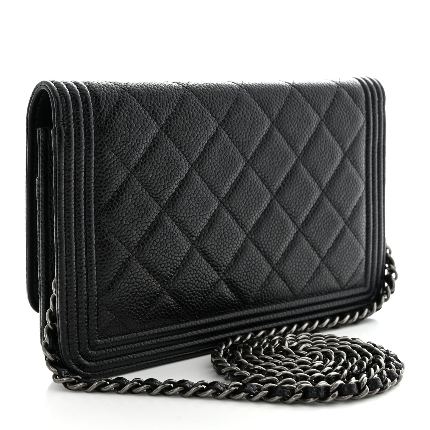 Caviar Quilted Boy Wallet On Chain WOC Black