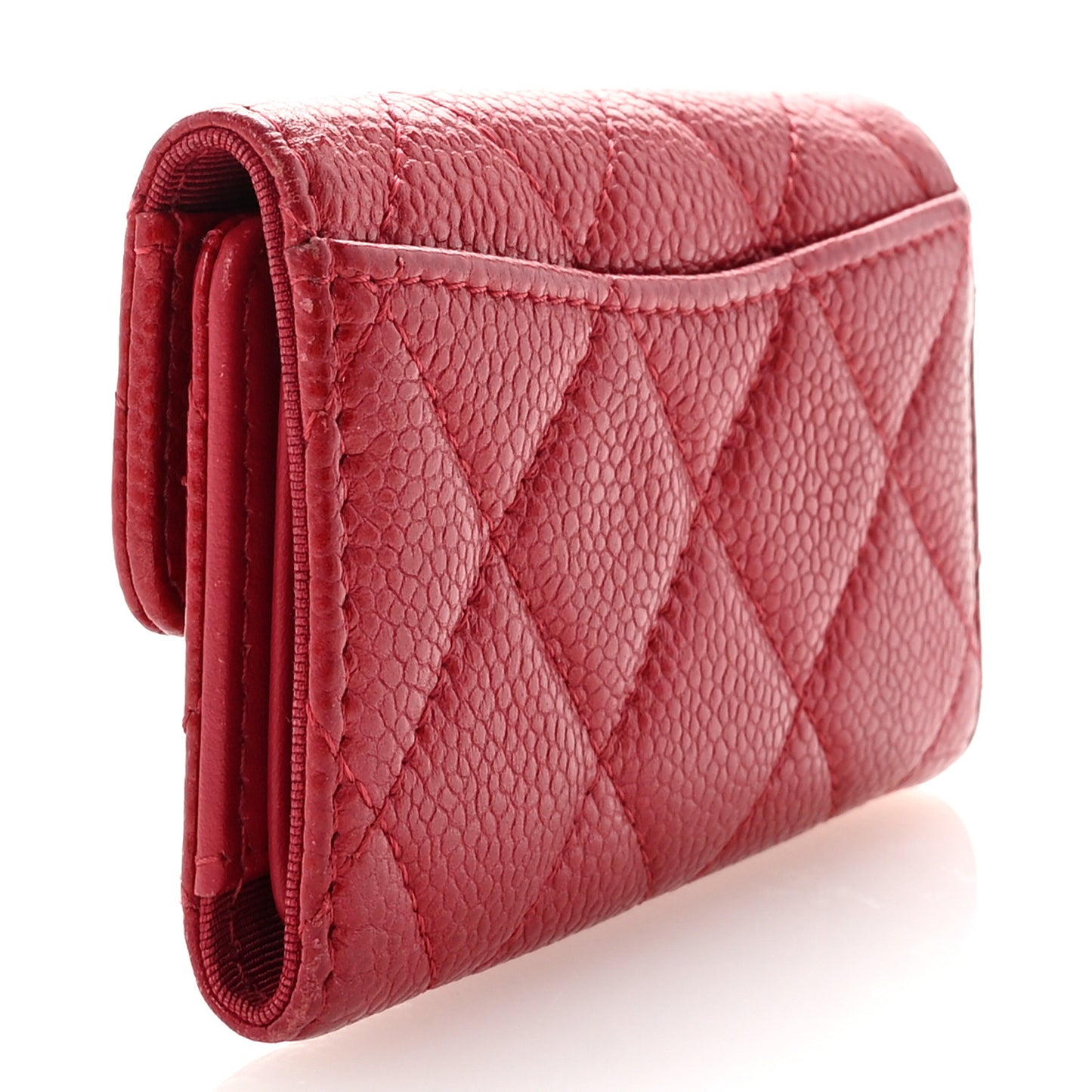 Metallic Caviar Quilted 6 Key Holder Dark Pink