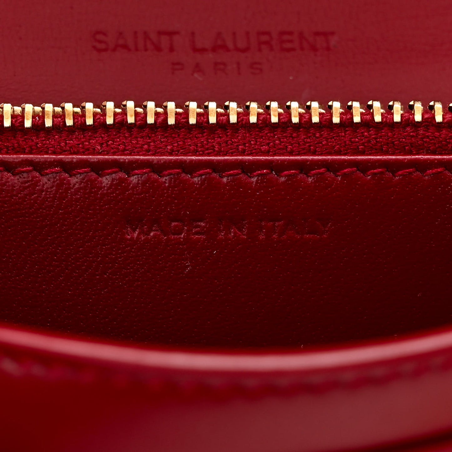 Calfskin Monogram Chain Card Case Opyum Red