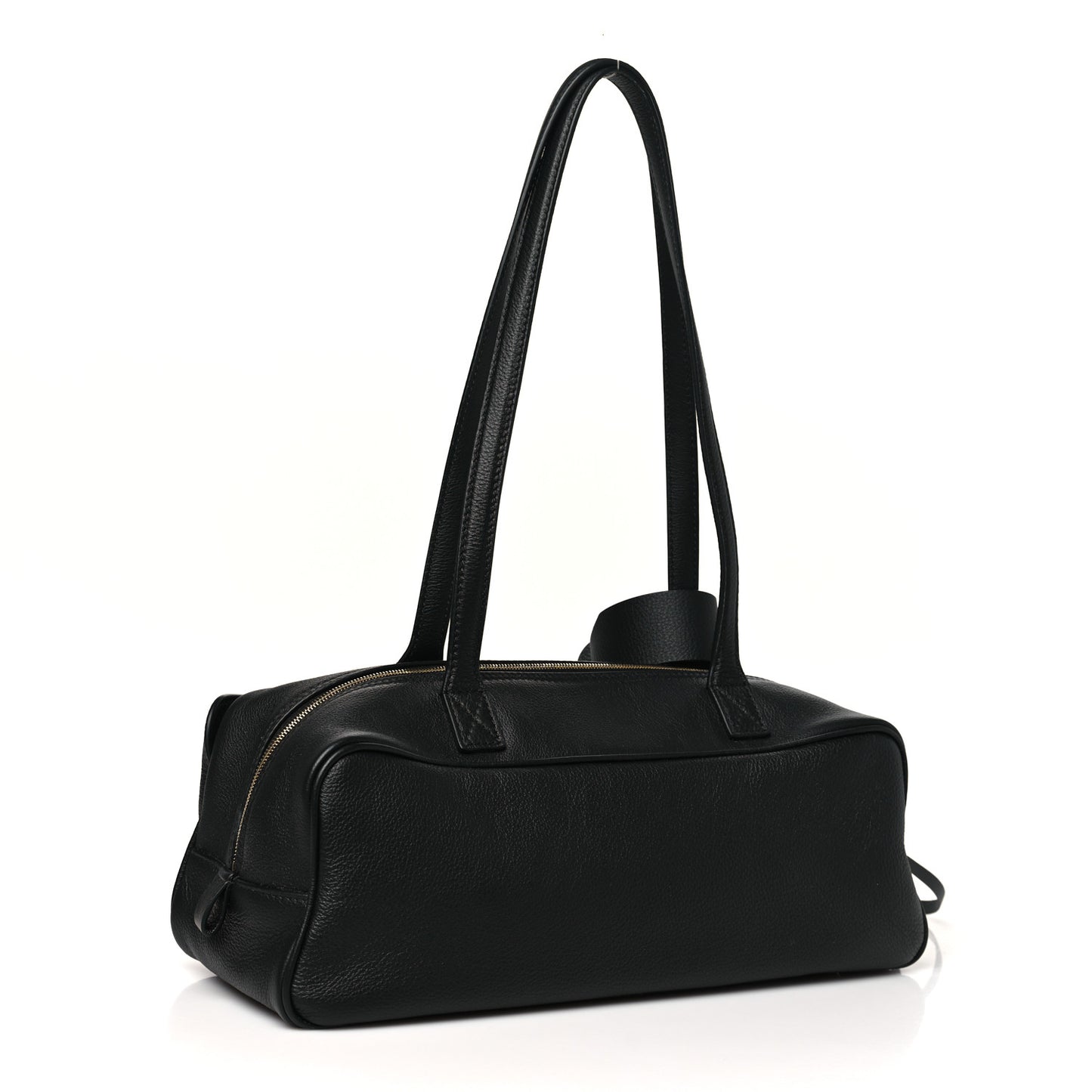Grained Calfskin Small Carrie Bowling Bag Black