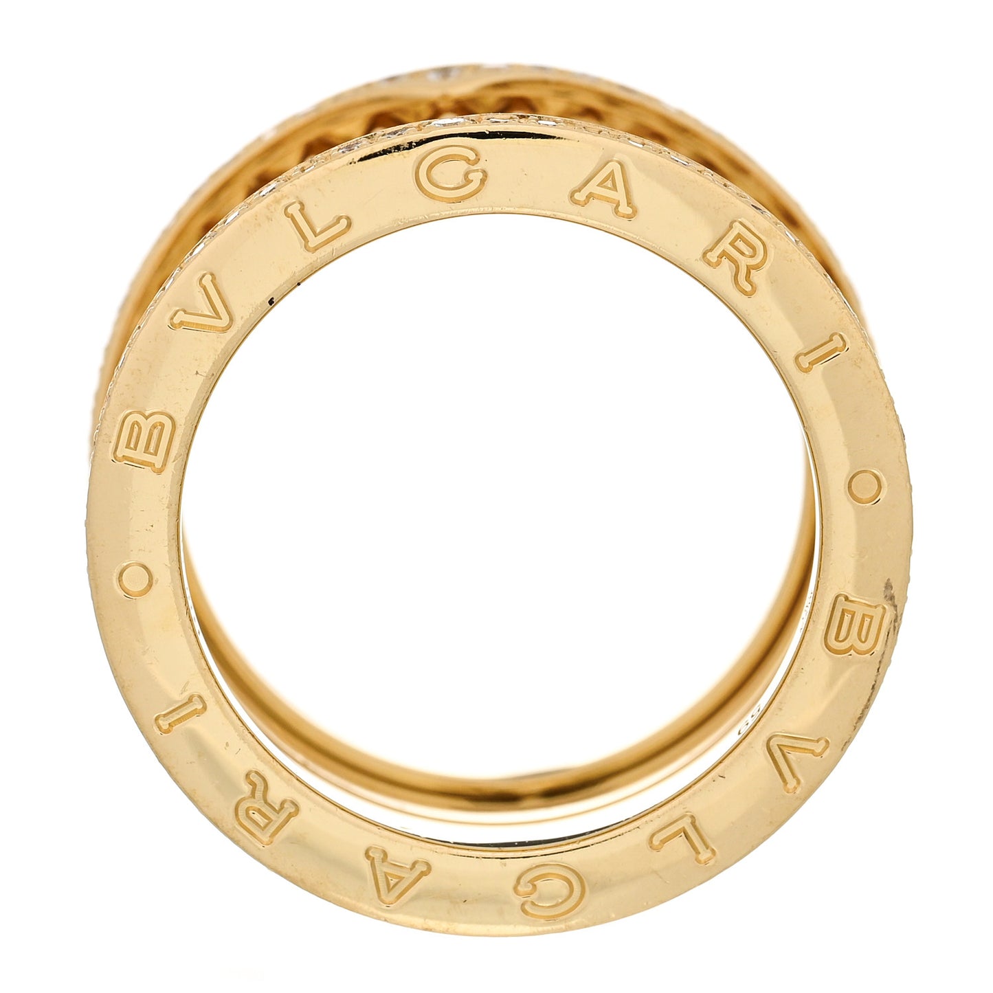 18K Yellow Gold Diamond B.Zero1 Rock Four-Band Pave Ring 59 8.75