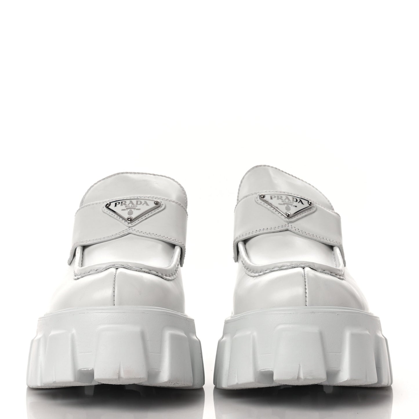 Spazzolato Rois Metal Triangle Logo Monolith 55mm Loafers 38.5 White