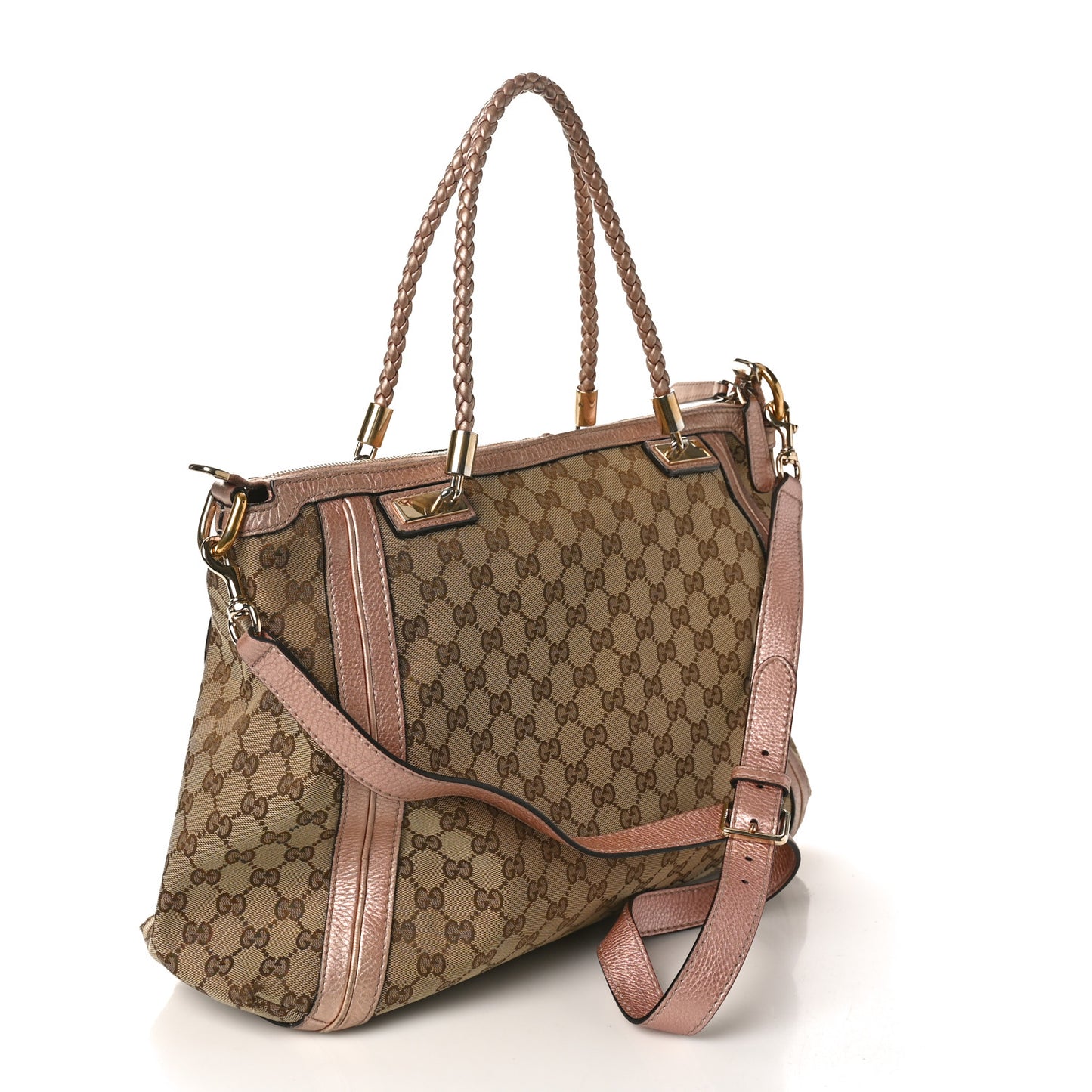 Monogram Cellarius Calfskin Large Bella Top Handle Bag Beige Rose Gold