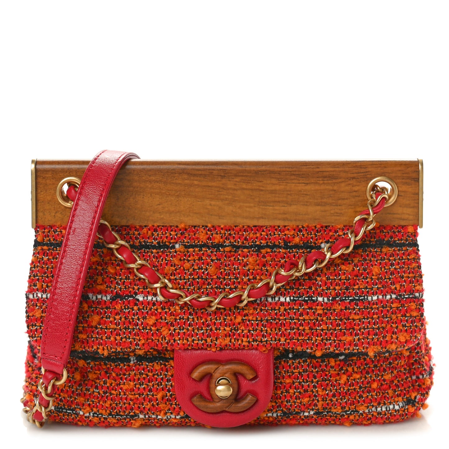 Tweed Knock On Wood Mini Flap Red