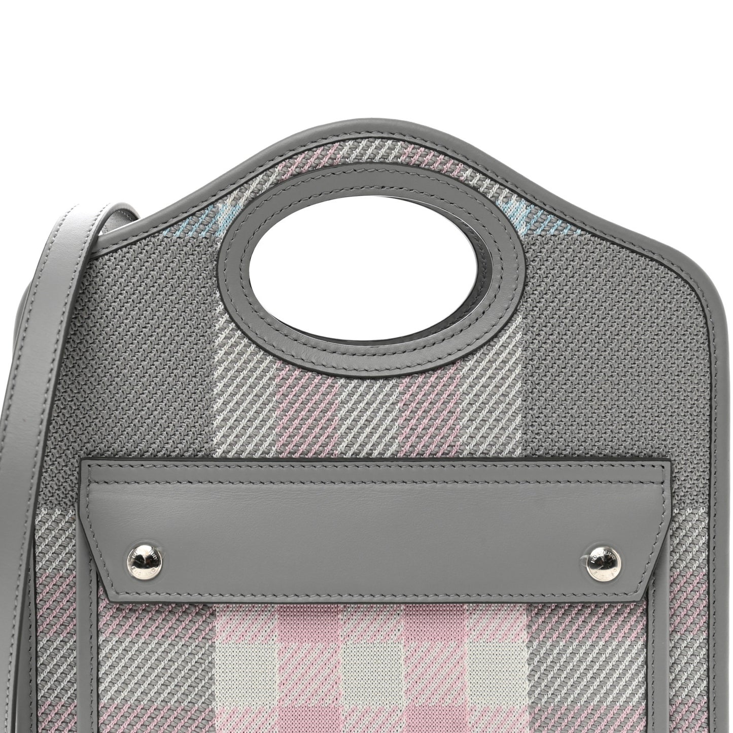 Calfskin Check Mini Pocket Bag Grey