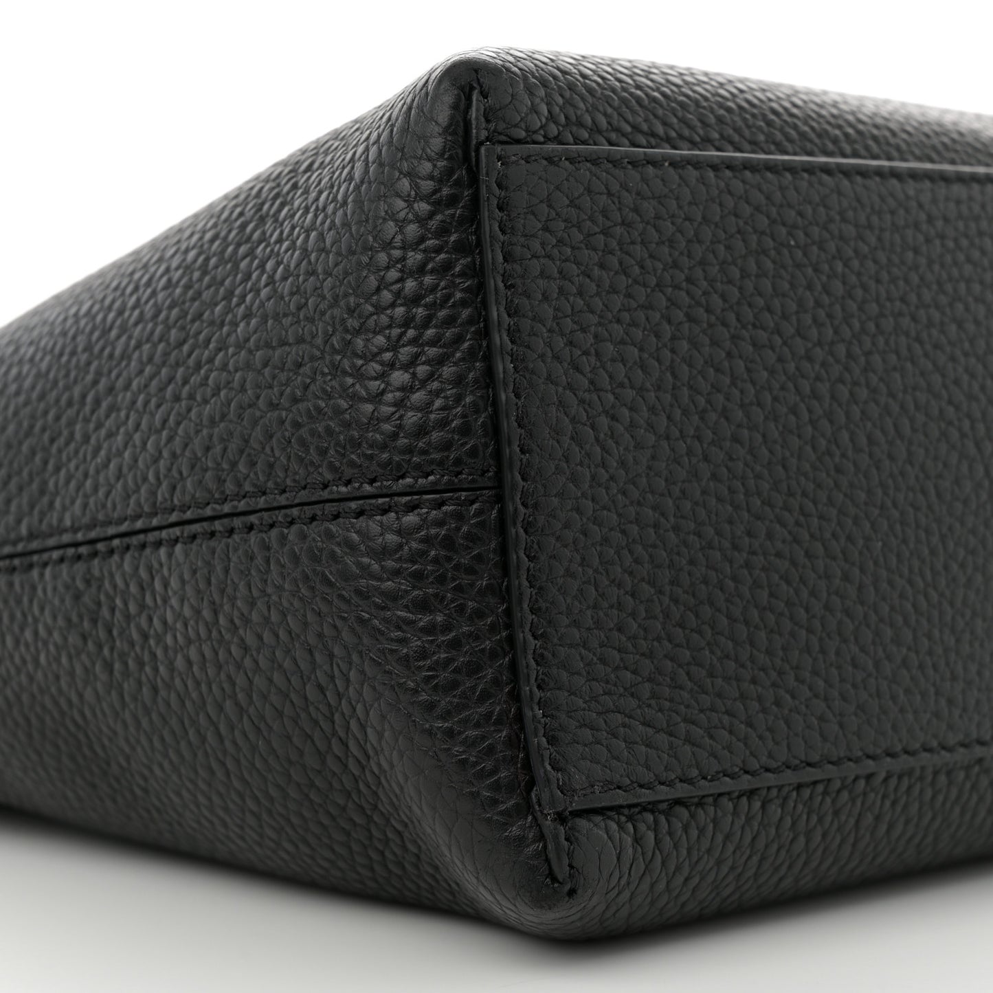 Grained Calfskin Rockstud Shoulder Tote Black