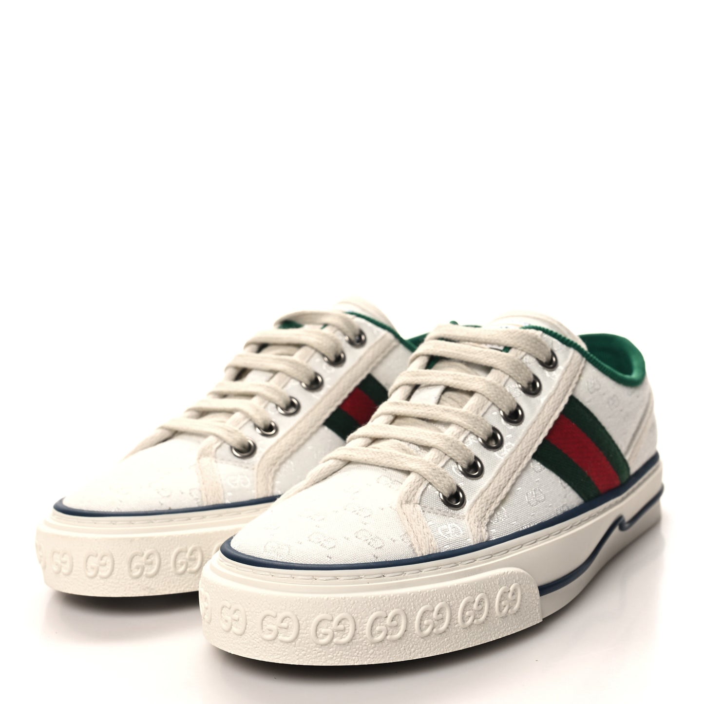 Jacquard Mini GG Monogram Web Womens 1977 Tennis Sneakers 34.5 White