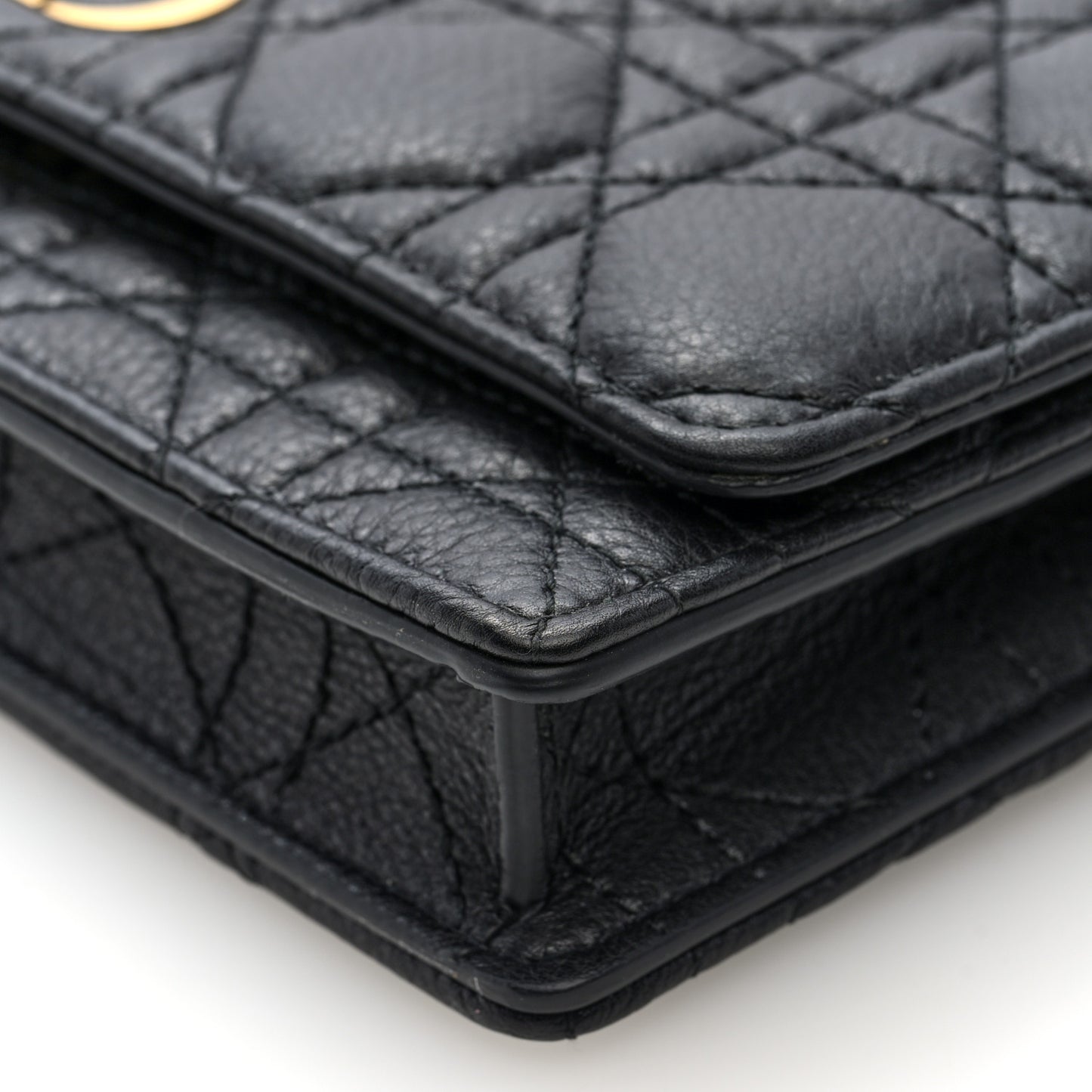 Supple Calfskin Caro Pouch with Chain Black