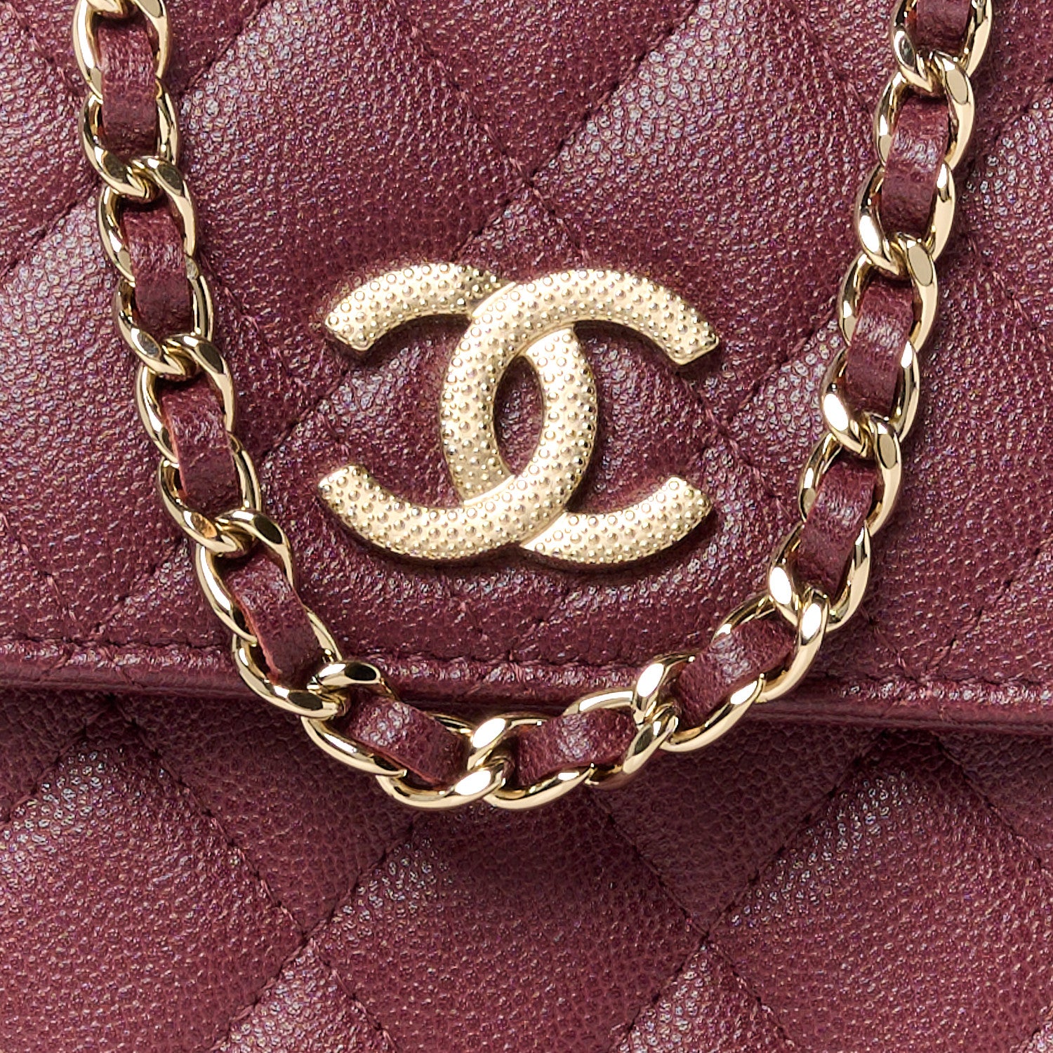 Chanel Caviar Quilted CC Airpods Pro and Phone Case With Chain Burgundy 10 of 12