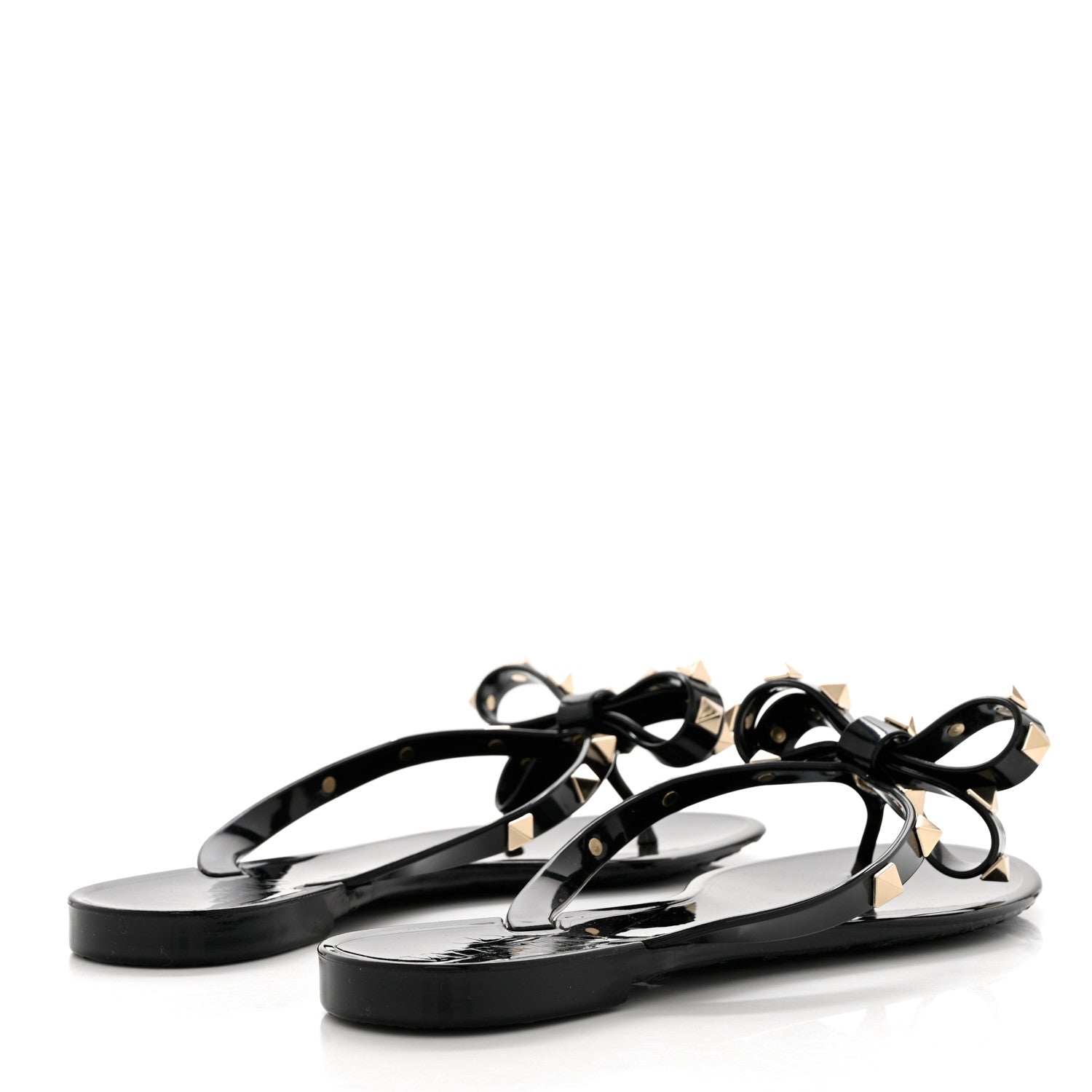 Valentino Garavani PVC Jelly Rockstud Bow Thong Sandals 35 Black 4 of 7