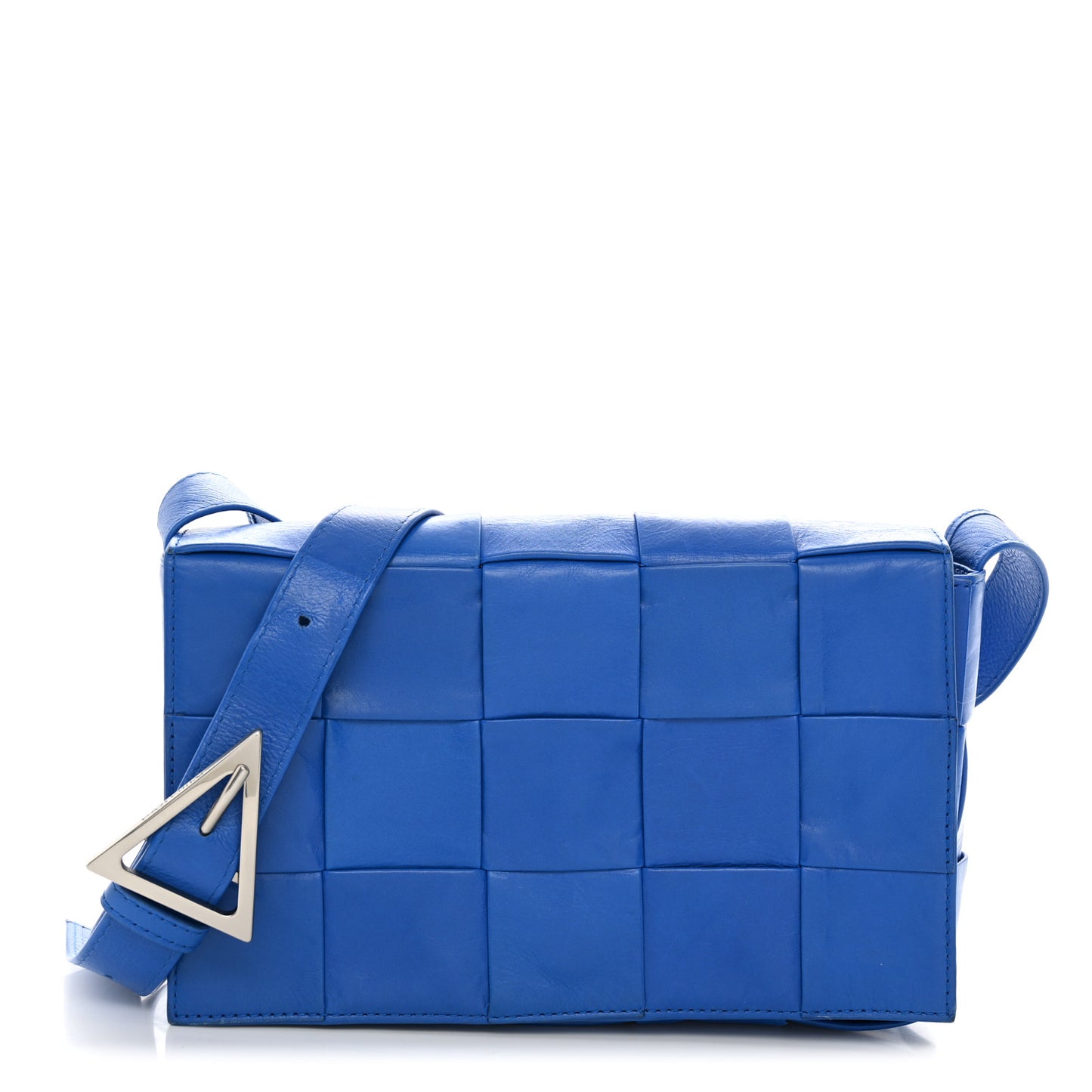Paper Calfskin Maxi Intreccio Cassette Crossbody Bag Cobalt