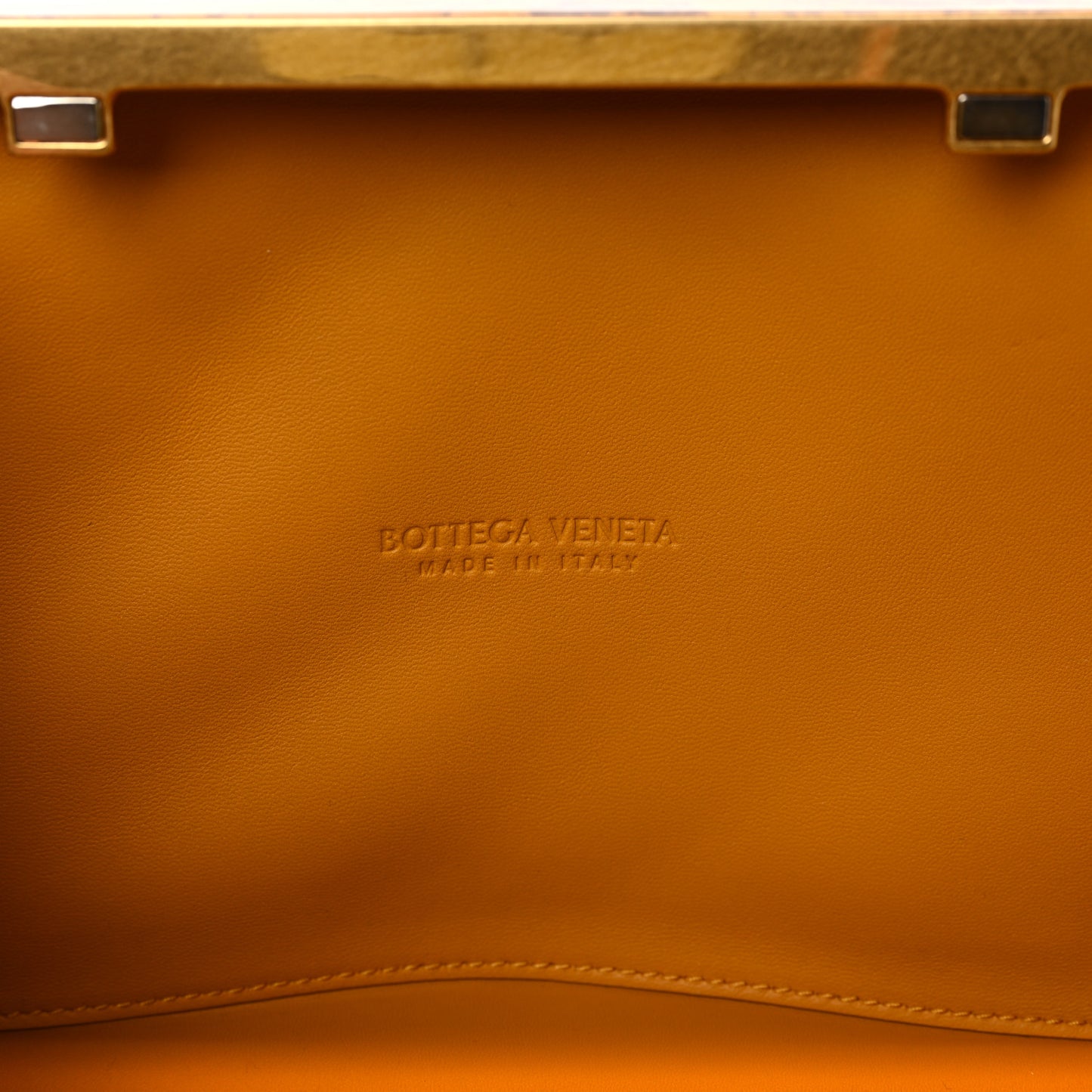 Spazzolato Calfskin Chain Clutch Gold Marble