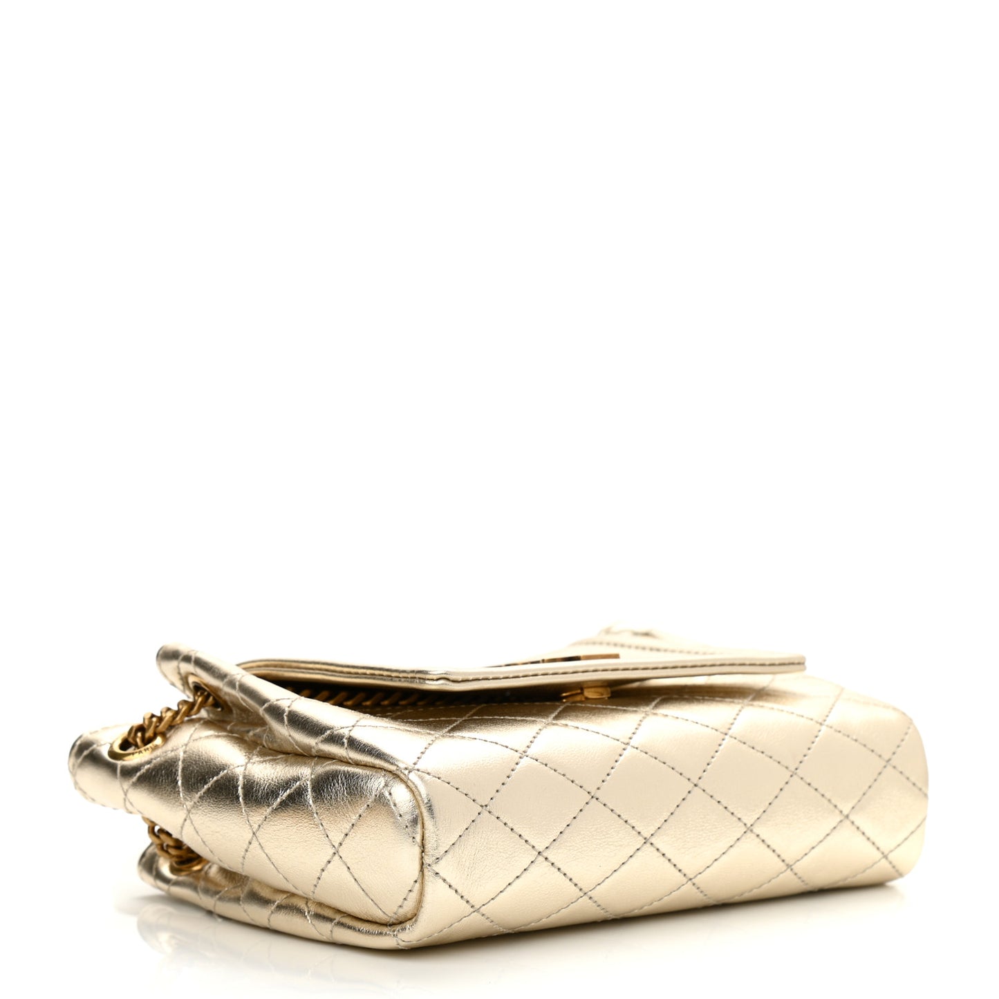 Metallic Lambskin Quilted Monogram Mini Nolita Platino