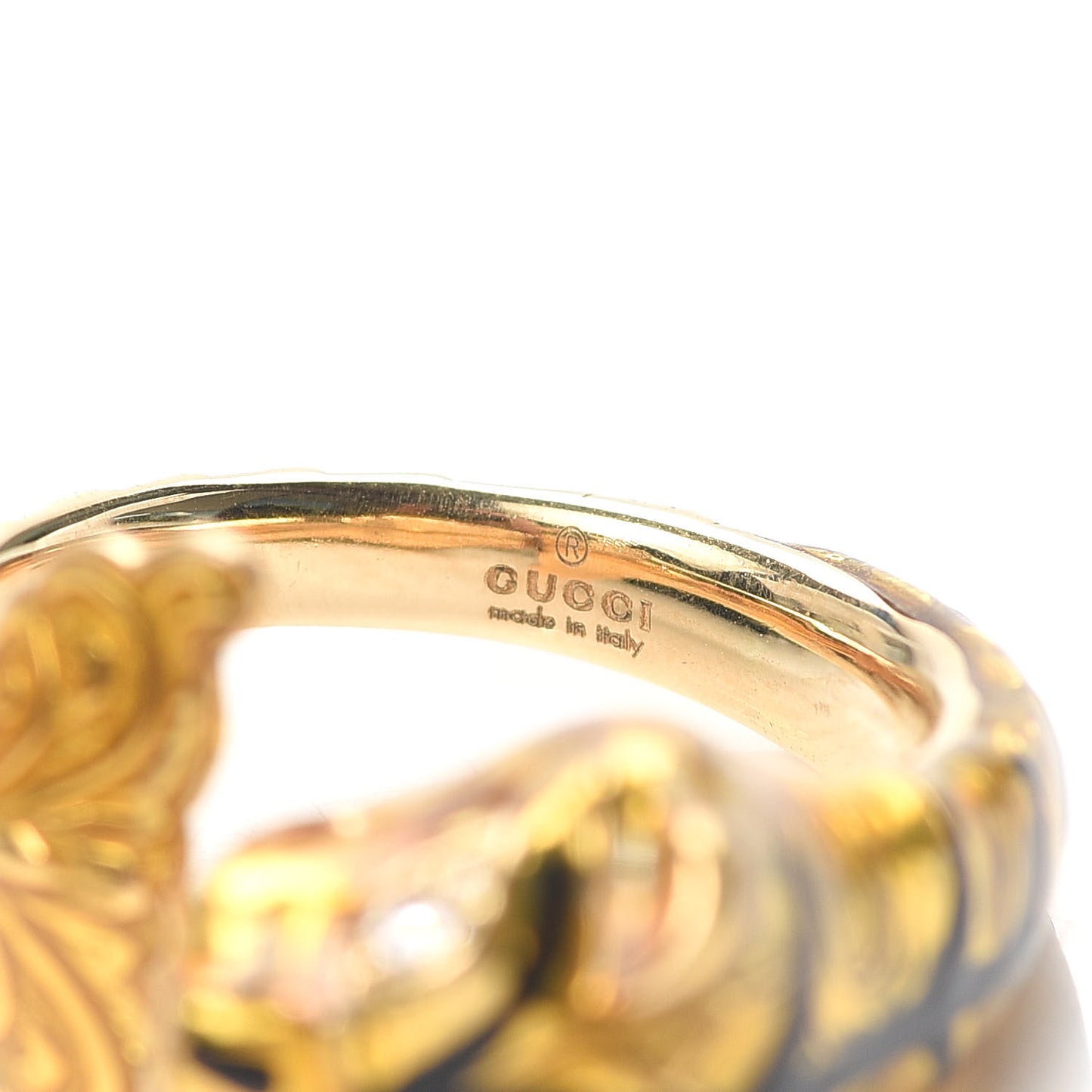 18K Yellow Gold Diamond Enamel Le Marché des Merveilles Tiger Ring Yellow 53 6.5