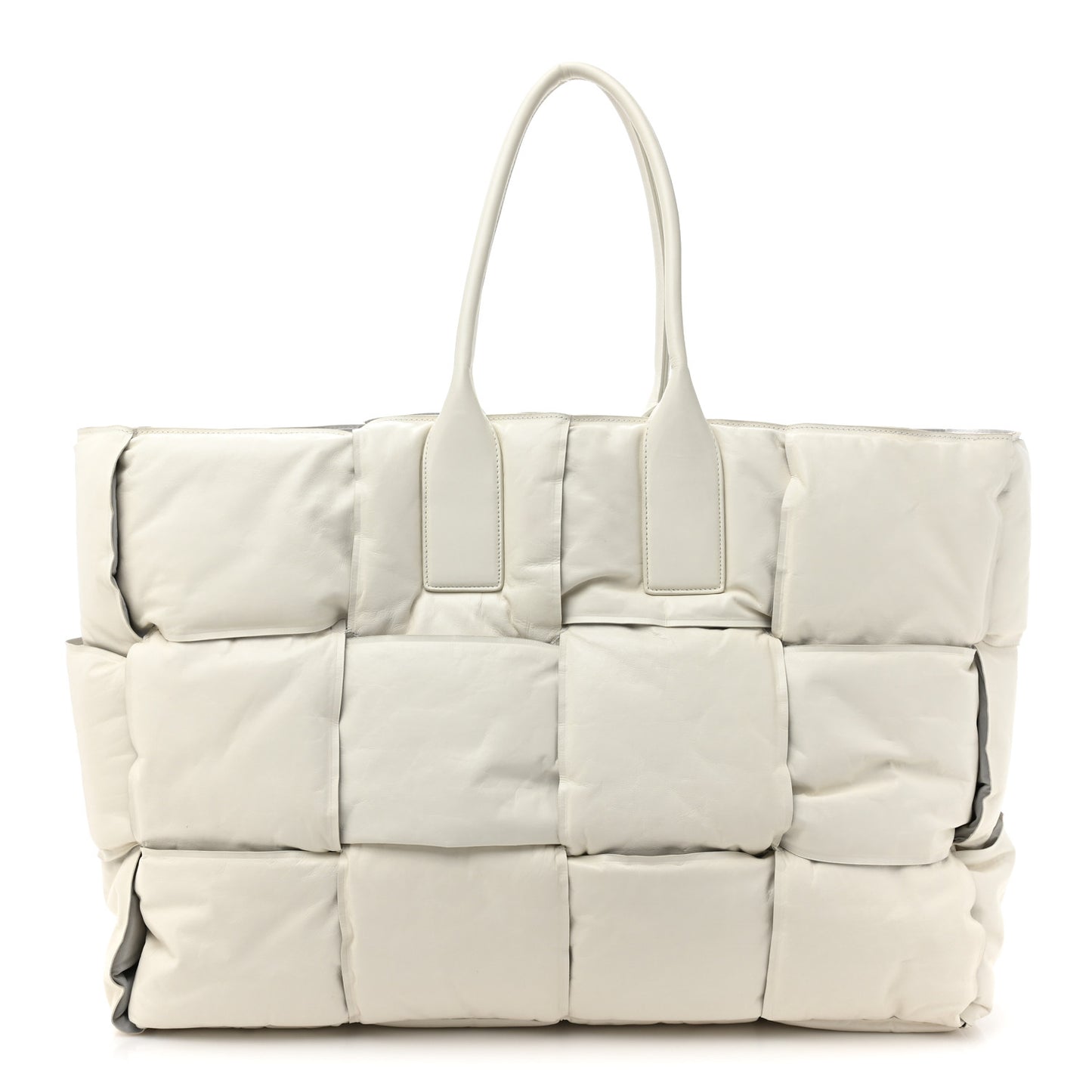 Calfskin Maxi Intrecciato BV Squash Tote White