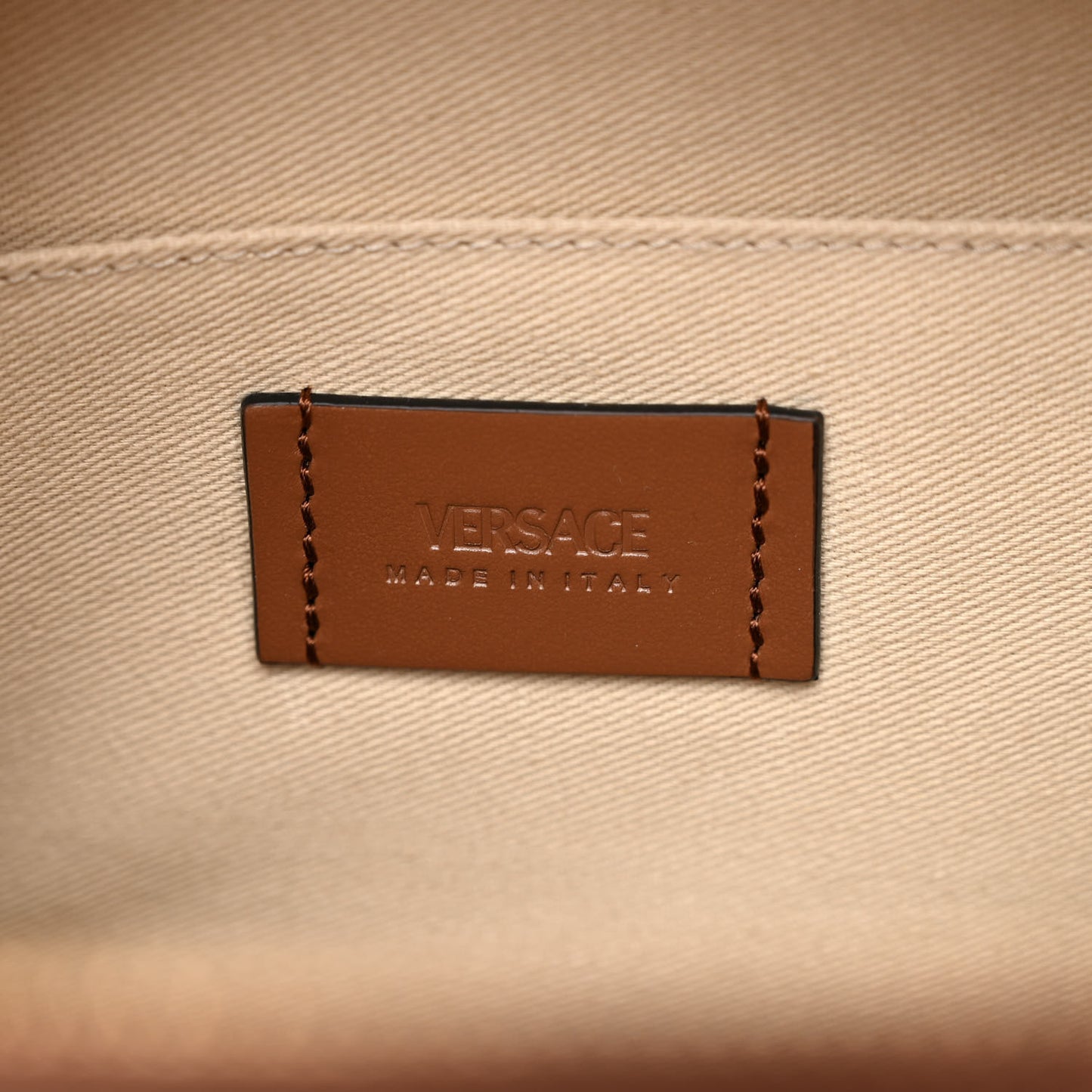 Canvas Calfskin Allover Messenger Bag Beige Brown