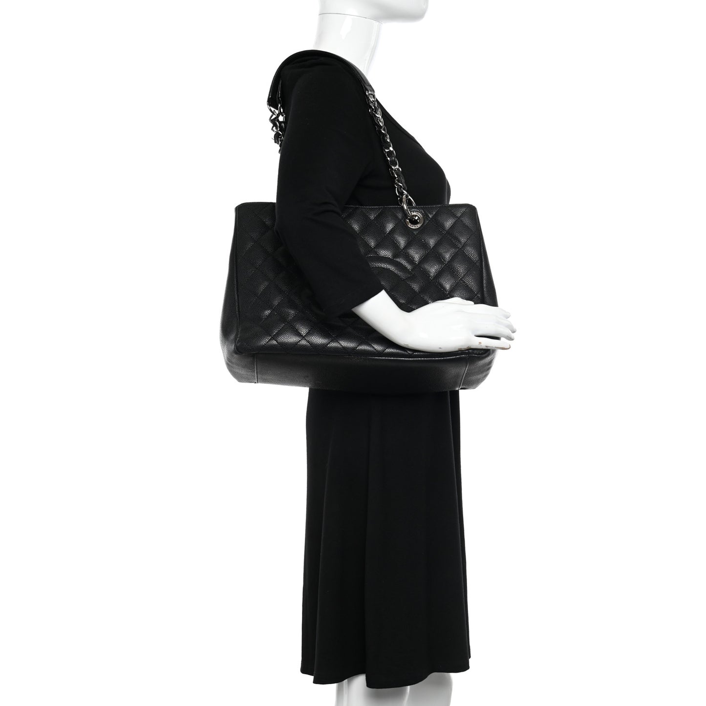 Caviar Quilted Grand Shopping Tote GST Black