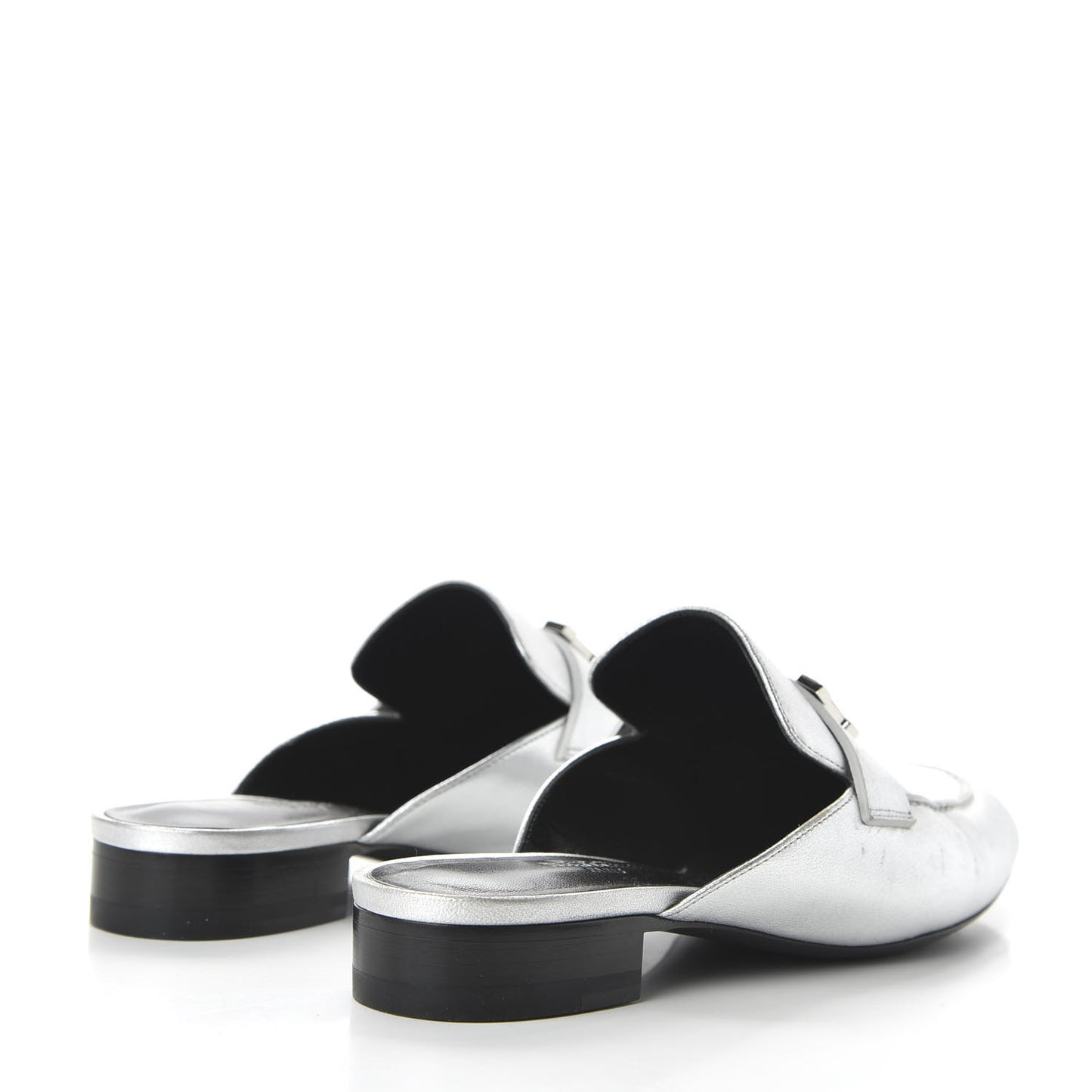 Metallic Nappa Trocadero Mule 37.5 Gris Argento