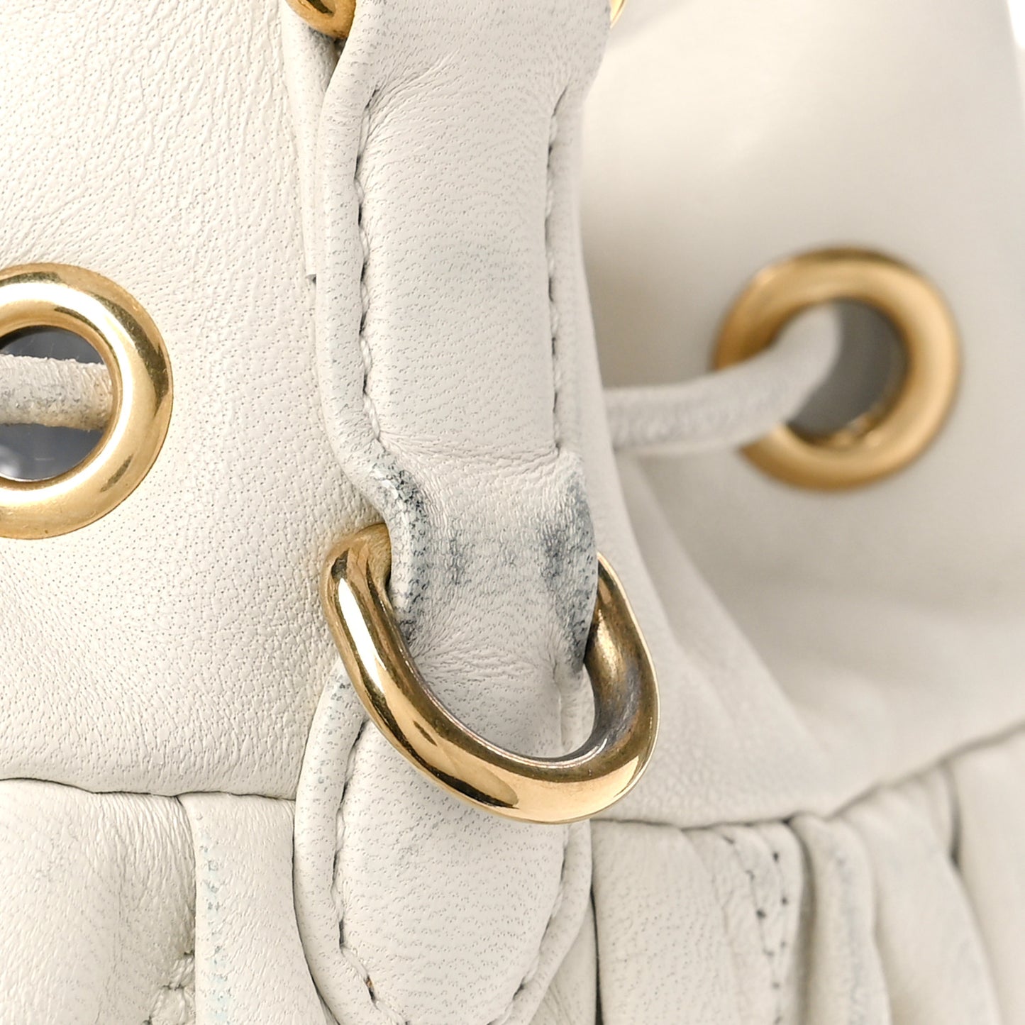 Nappa Matelasse Small Bucket Bag White