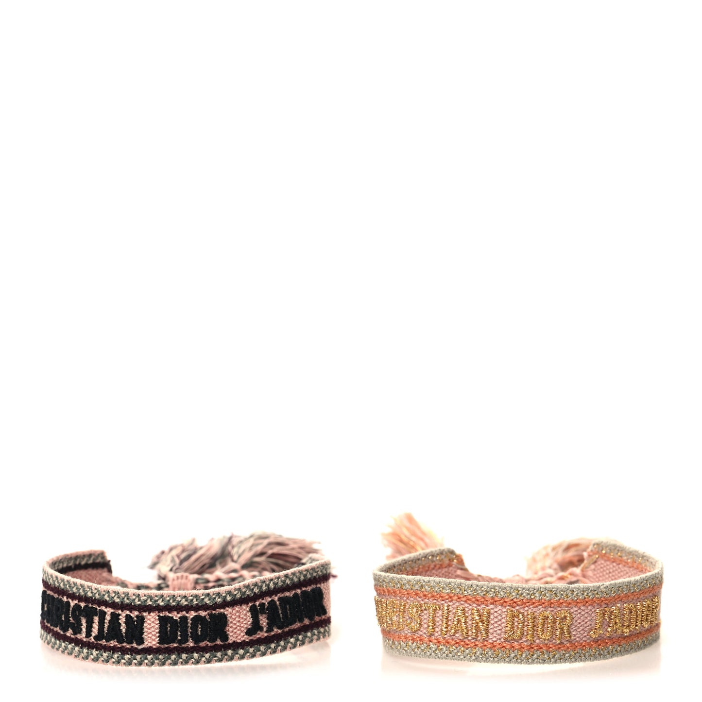 Woven Cotton J'Adior Friendship Bracelet Set Pink Gold