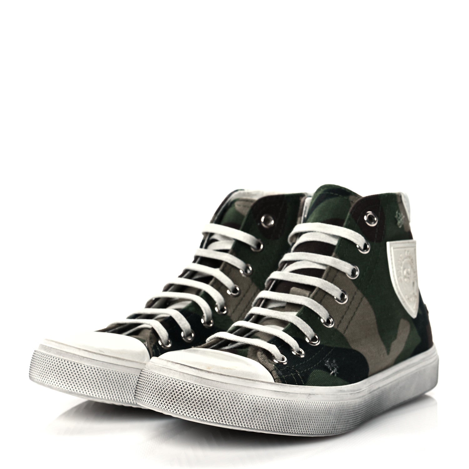 Saint Laurent Distressed Canvas Camouflage Print Bedford Hightop Sneakers 36 3 of 12