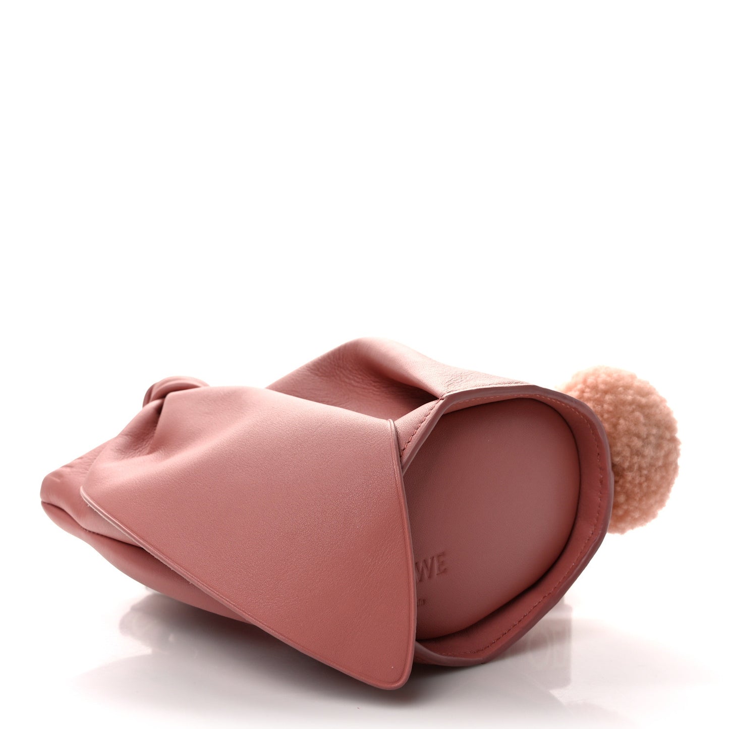 Calfskin Shearling Small Bunny Shoulder Bag Peach Bloom