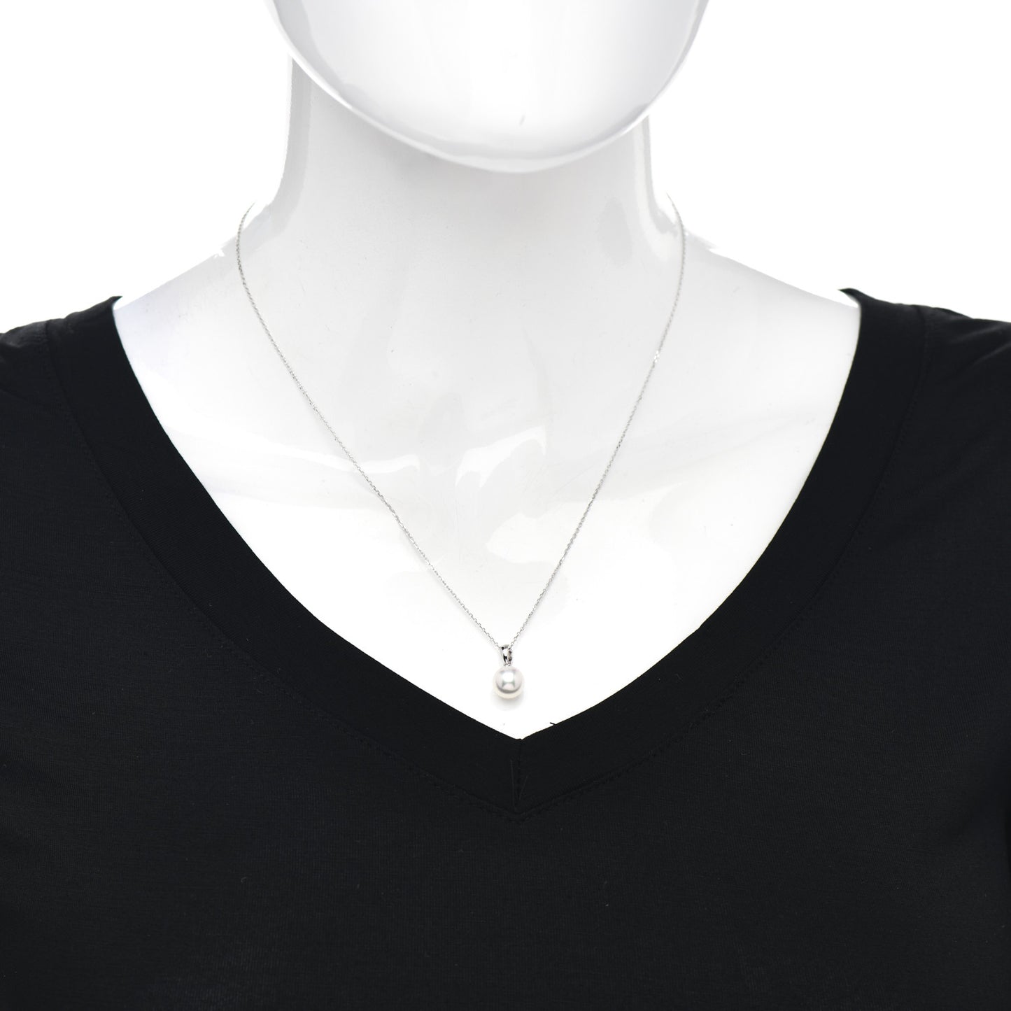 18K White Gold Akoya Pearl 7.5mm Pendant Necklace