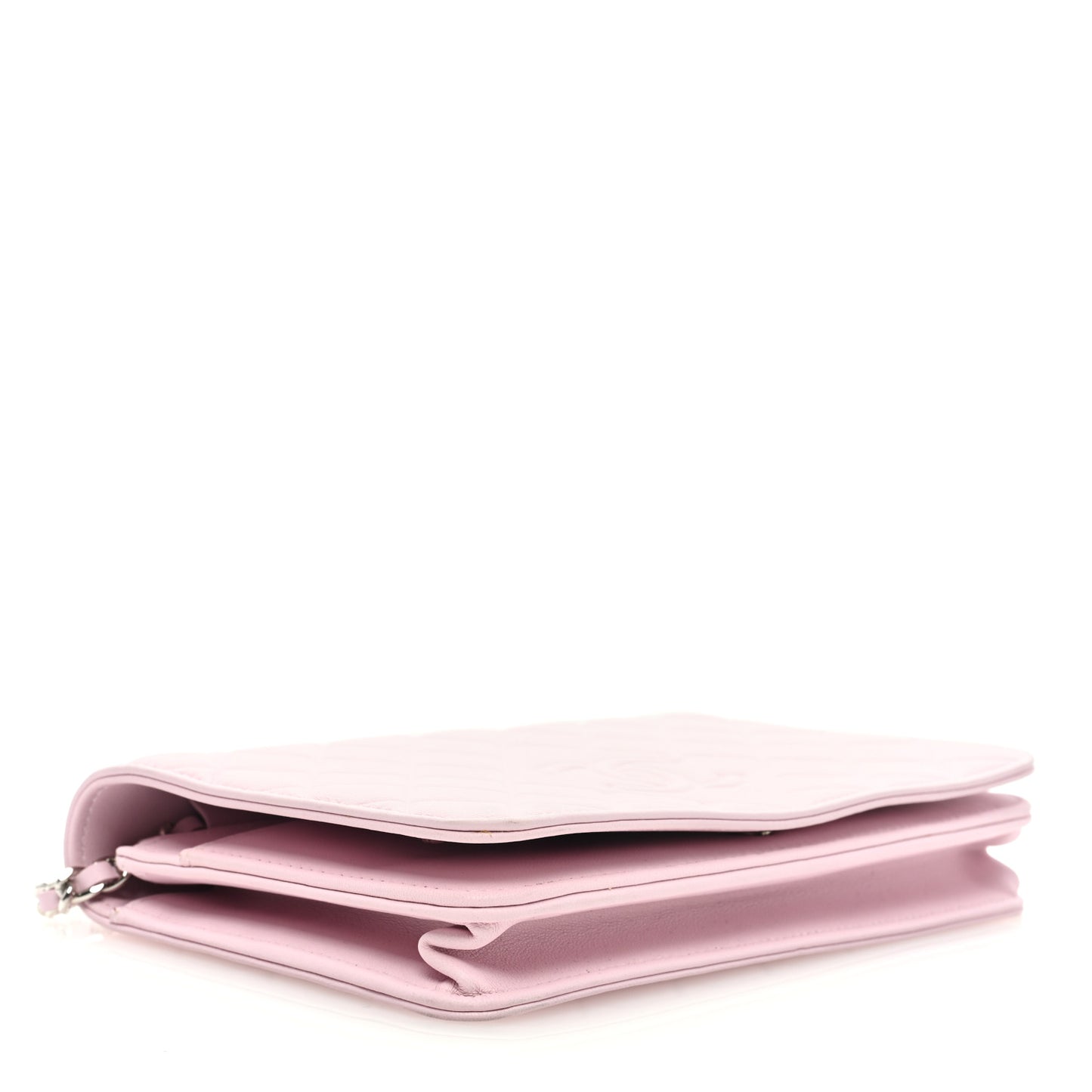 Lambskin Quilted Diamond CC Wallet On Chain WOC Pink