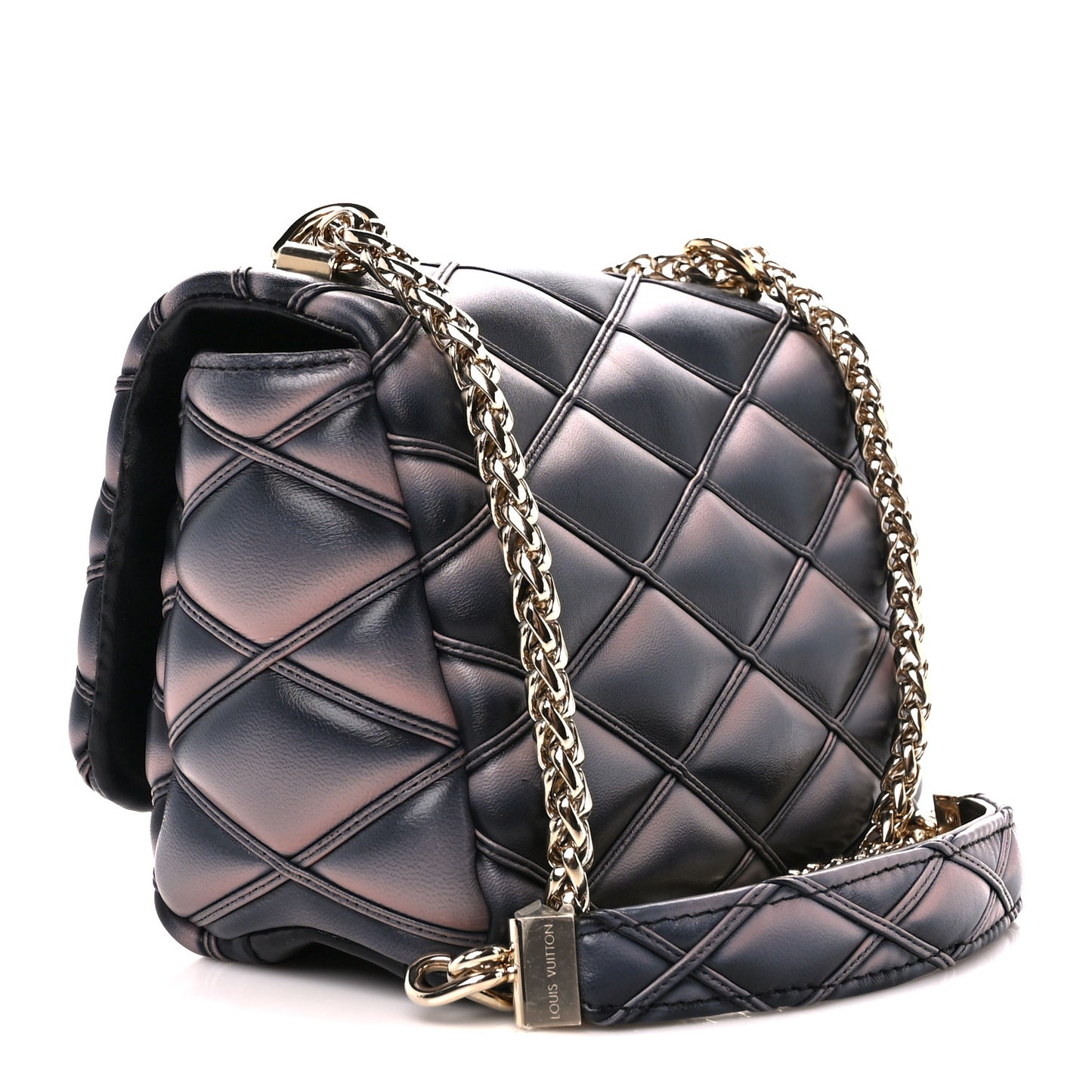 Lambskin Malletage Top Handle GO-14 MM Black Pink