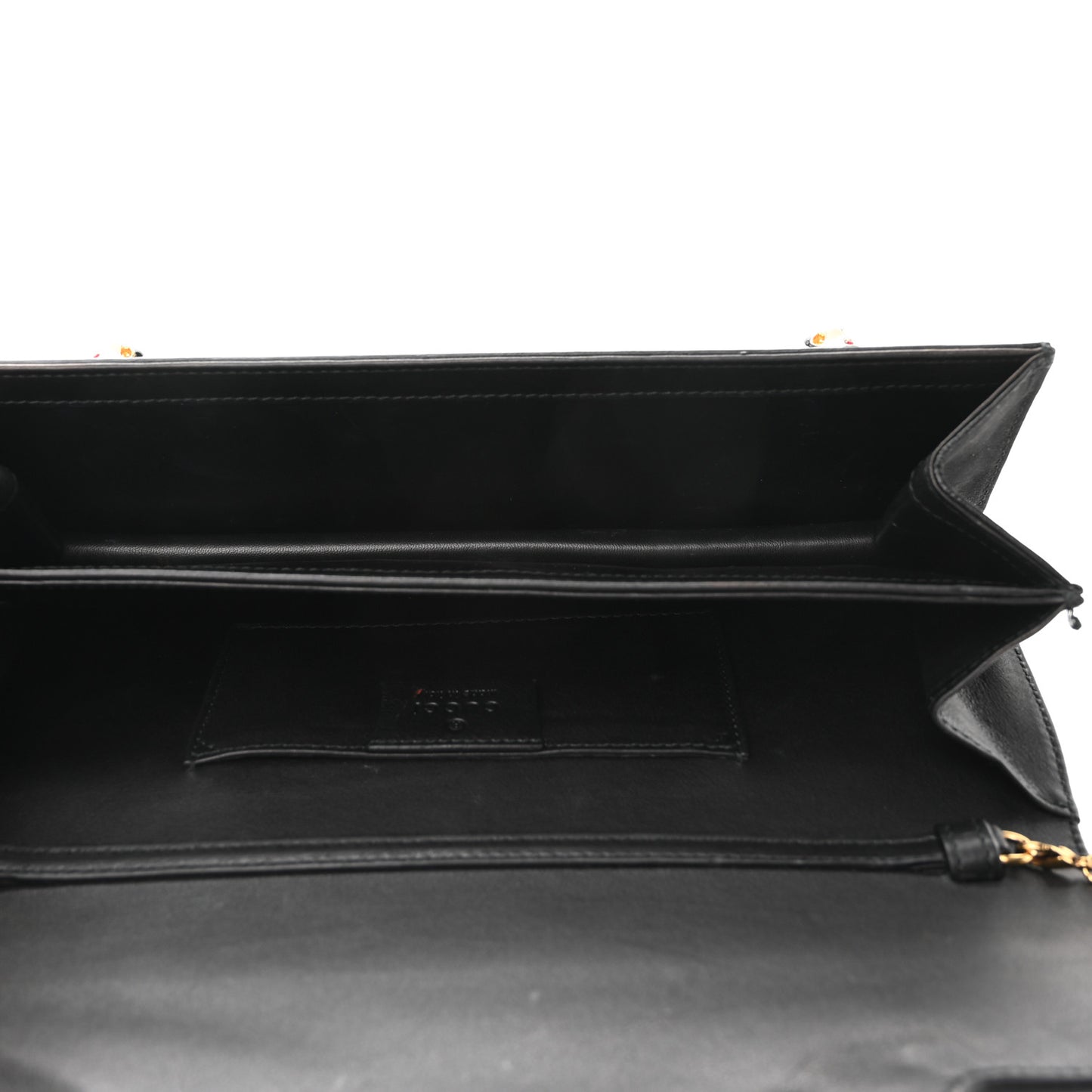 Suede Tigrette Chain Clutch Black