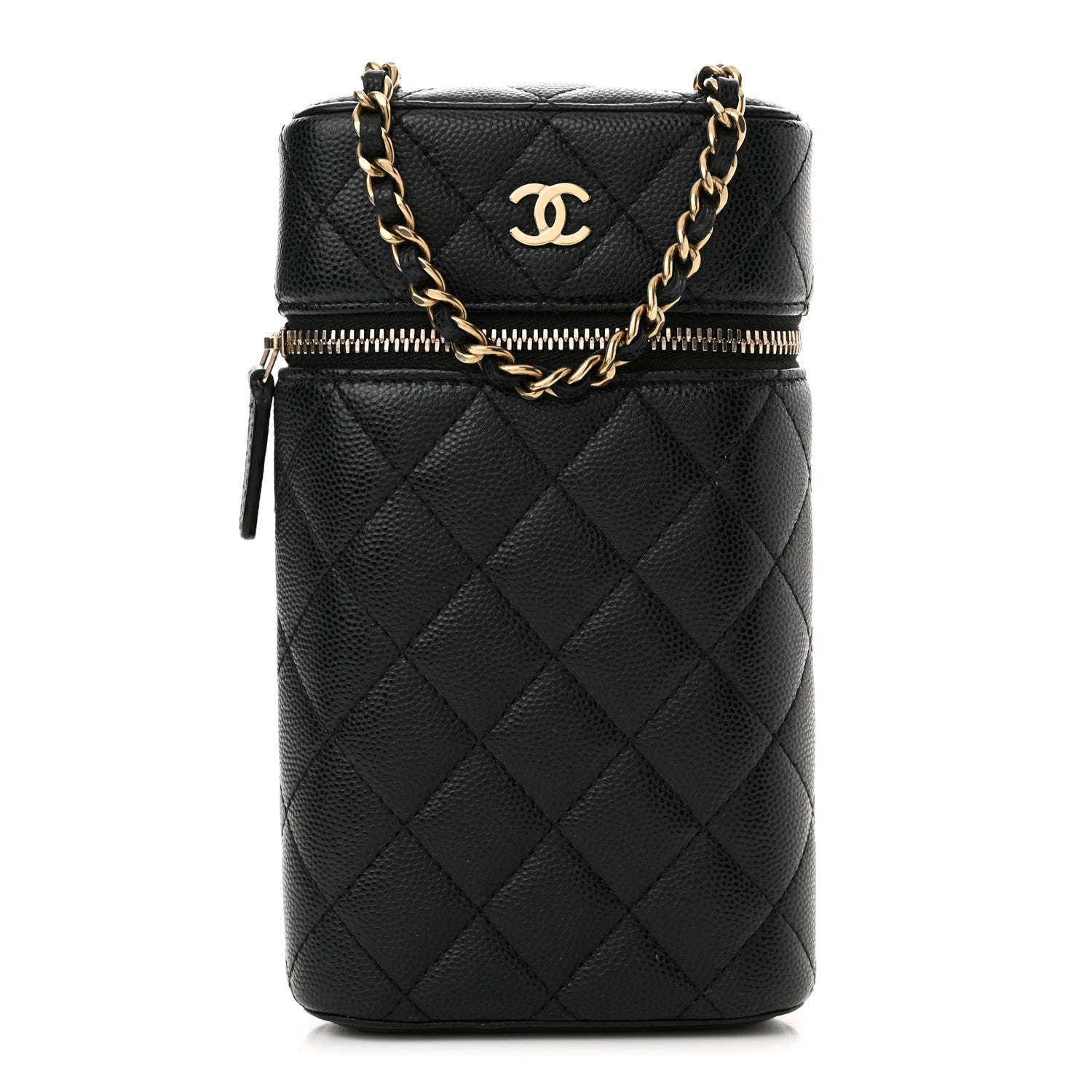Chanel Caviar Quilted Phone Holder With Chain Black 1 of 14