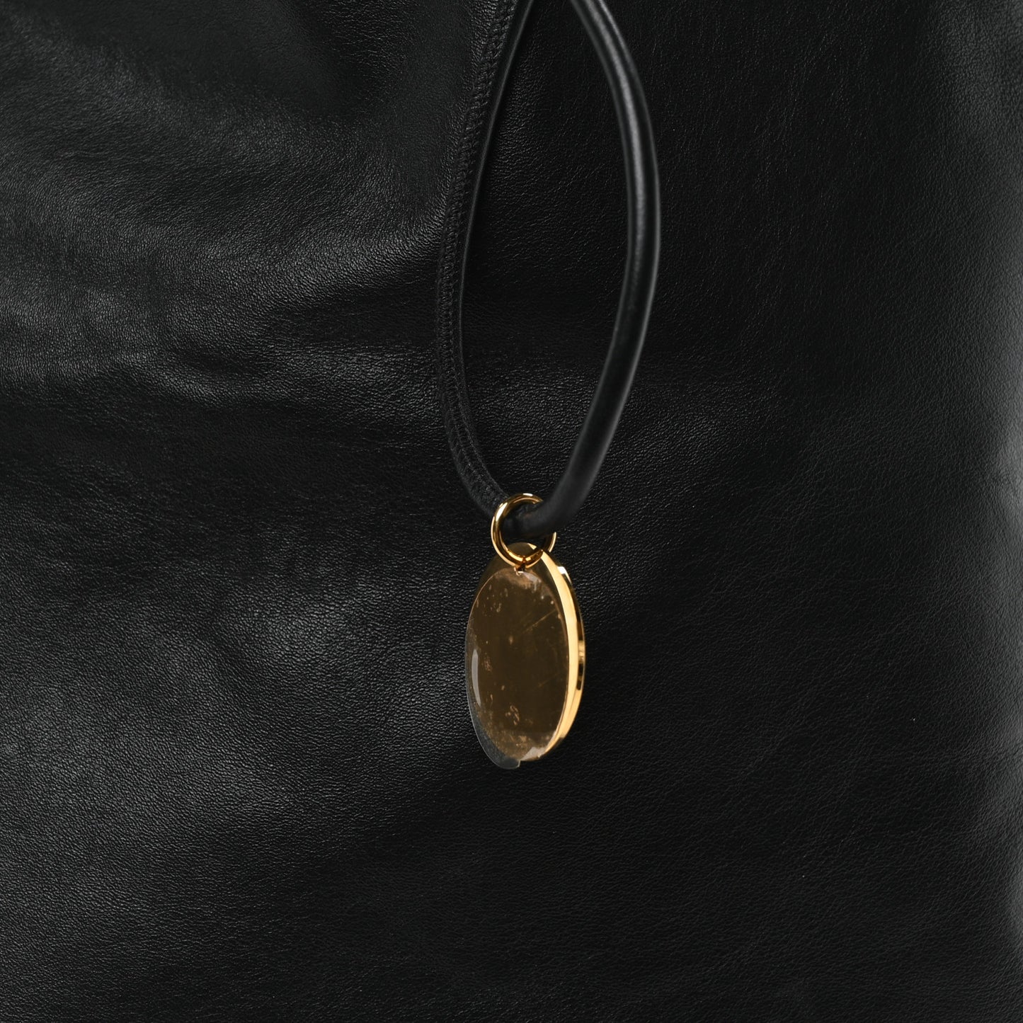 Calfskin Flat Drawstring Tote Black