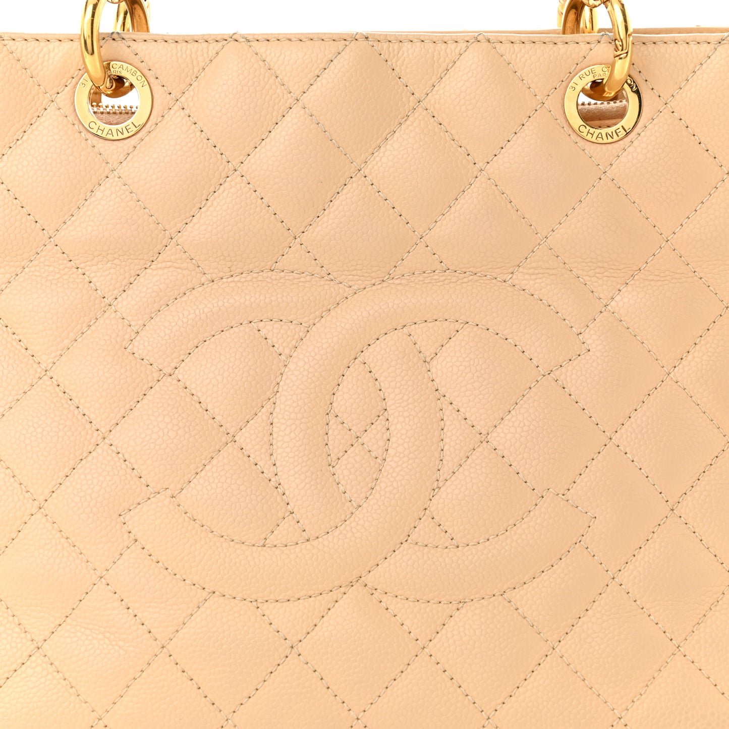 Caviar Quilted Grand Shopping Tote GST Beige Clair
