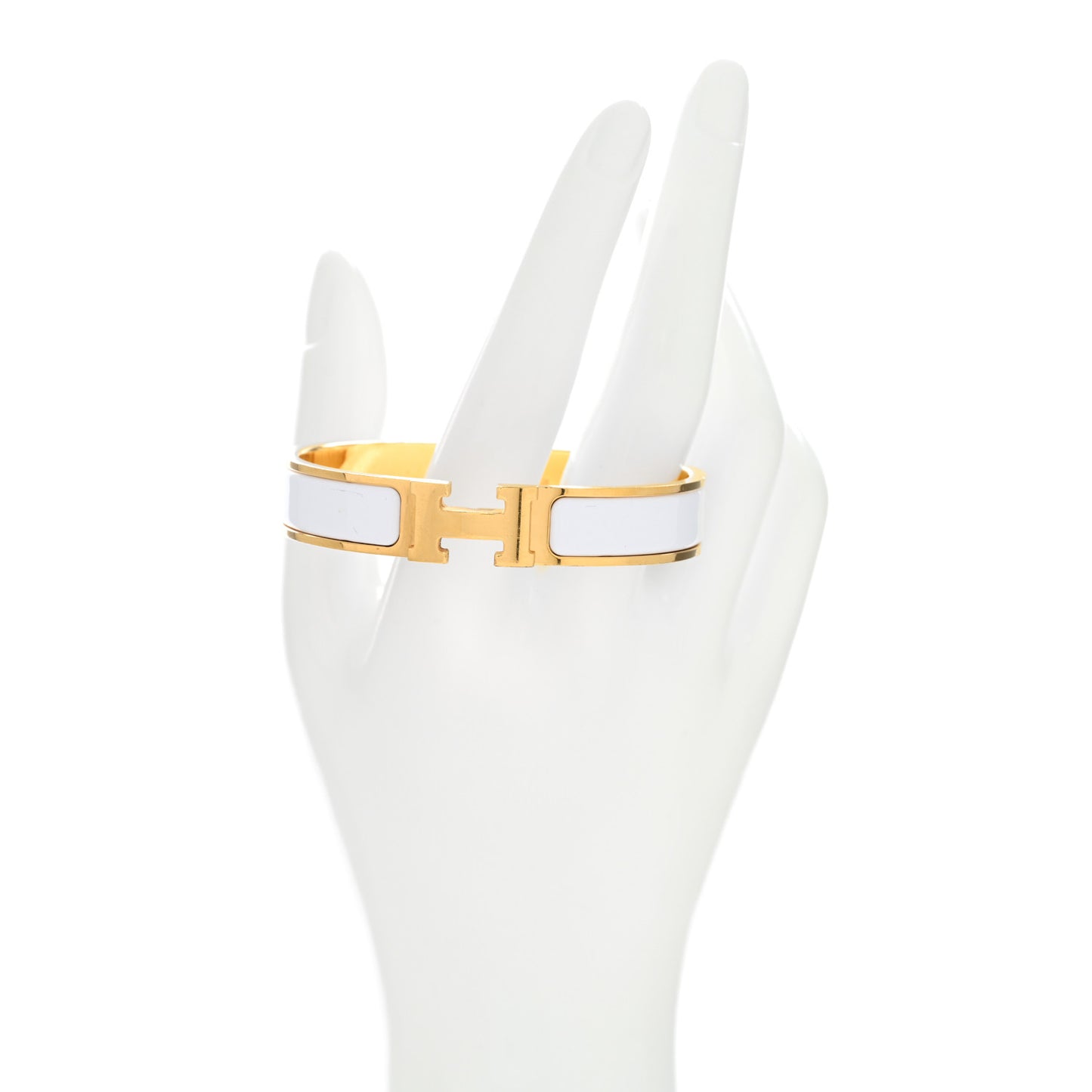 Enamel Narrow Clic Clac H Bracelet GM White