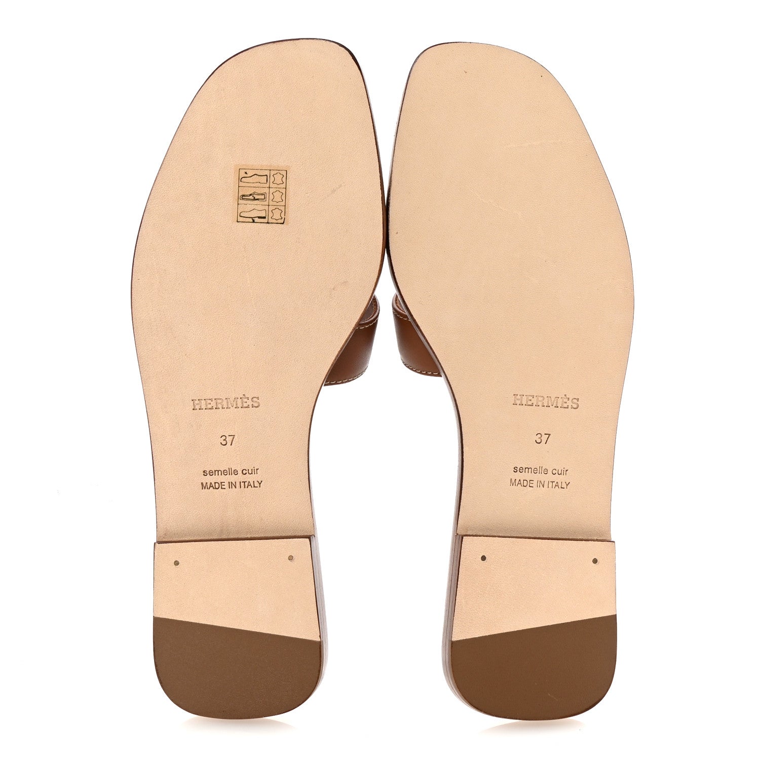 Hermes Box Calfskin Oran Sandals 37 Gold 6 of 9